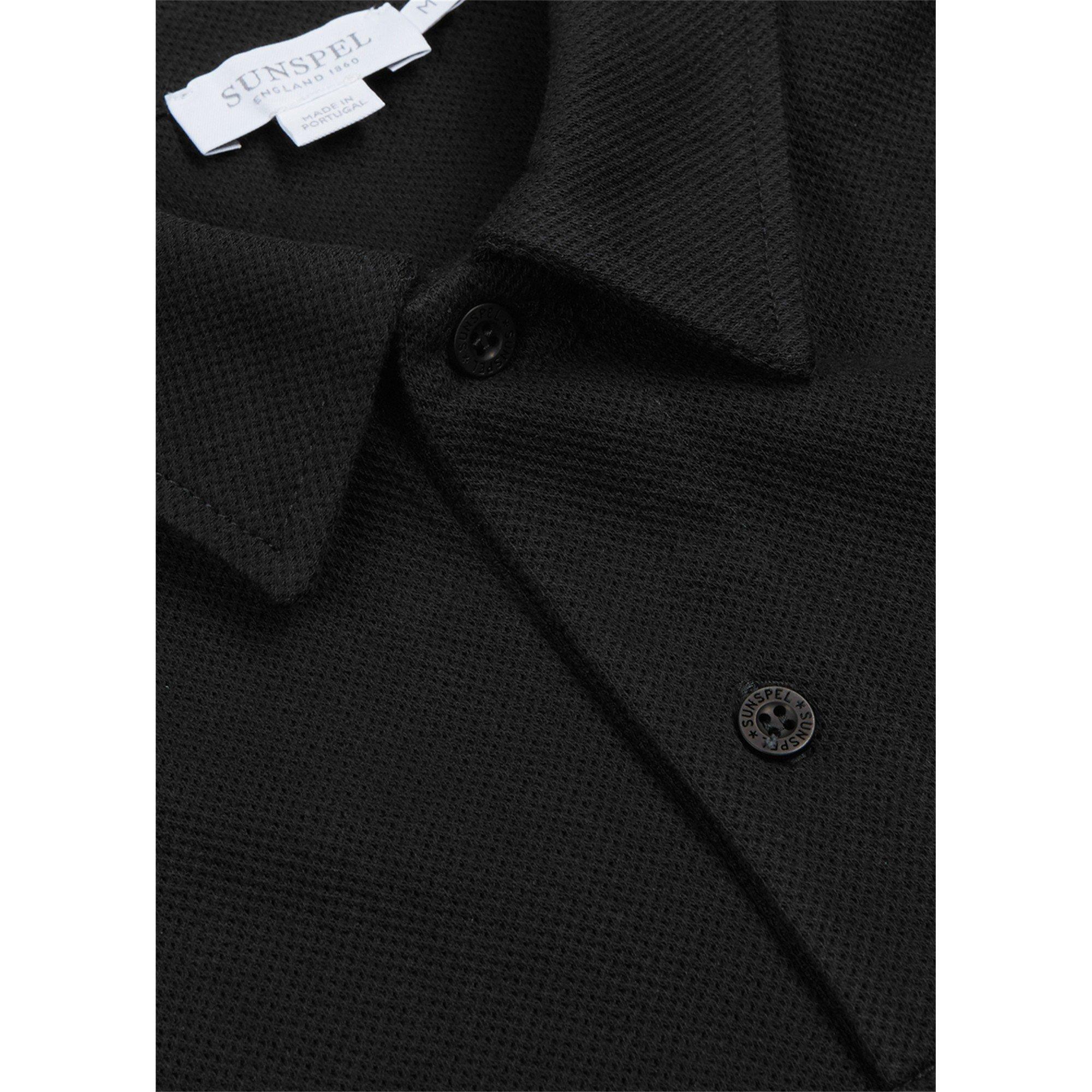 BLACK - Sunspel - Men's Riviera Short-Sleeve Cotton Polo Shirt - 4