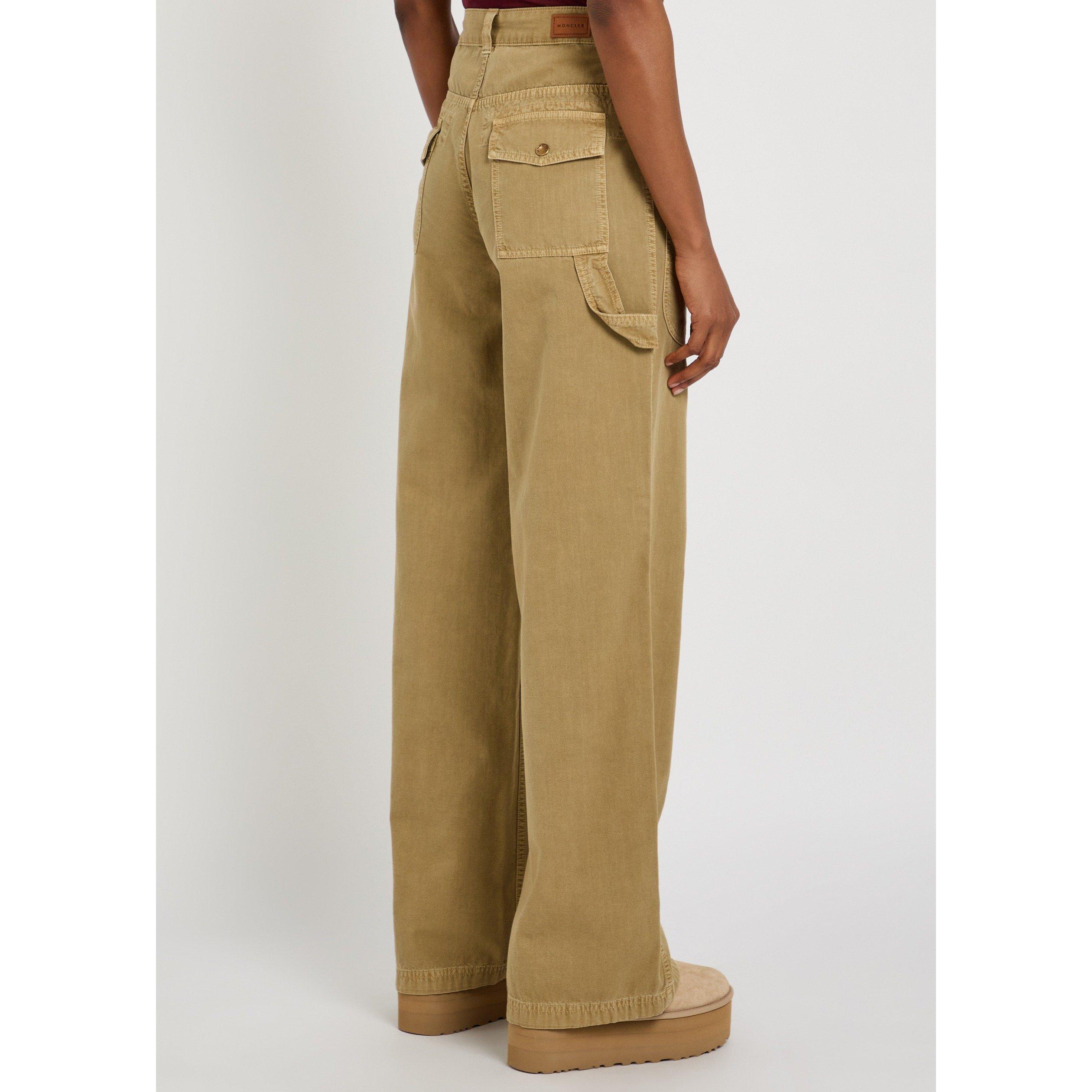 BEIGE - Moncler - Women's Cotton Relaxed-Fit Straight Leg Trousers - 3