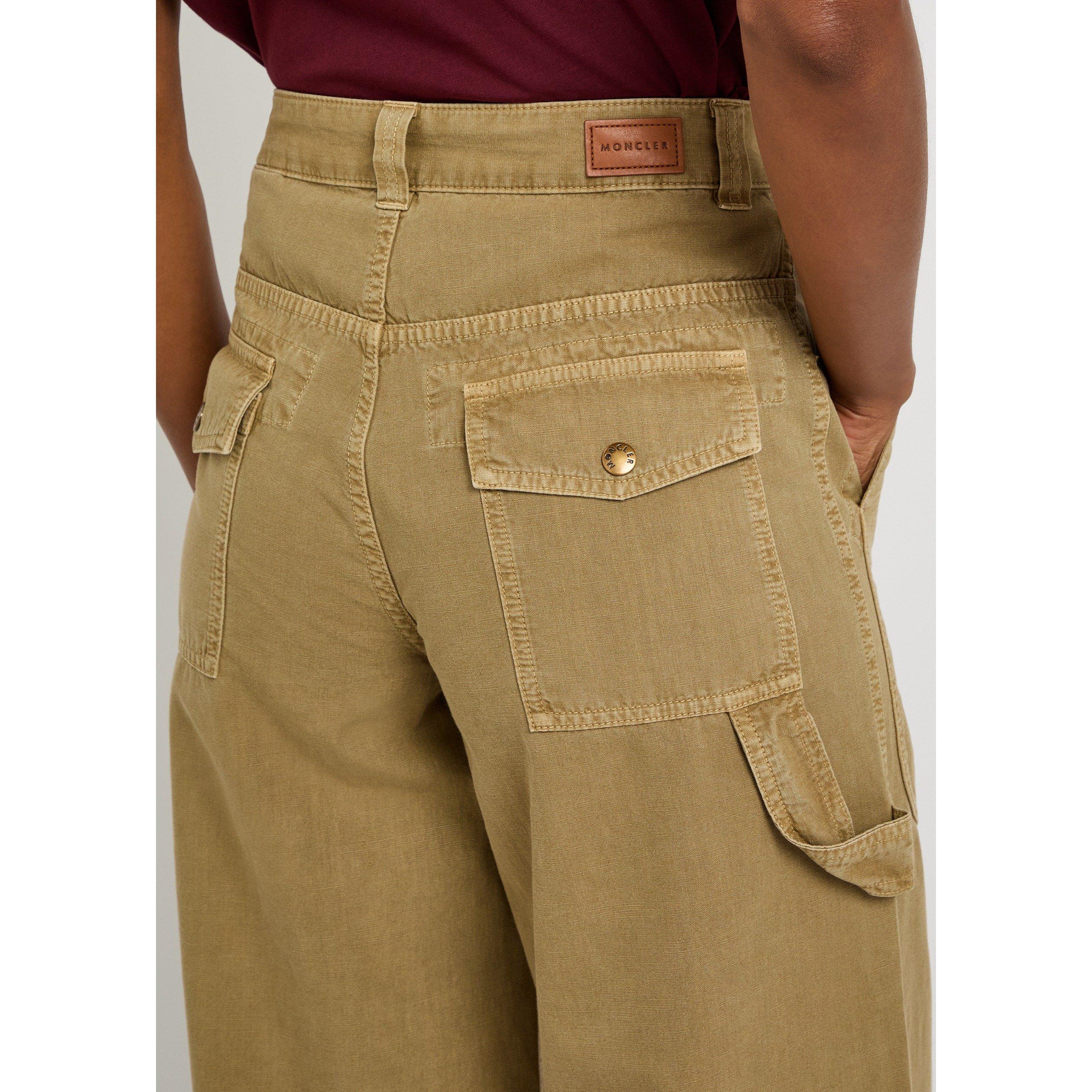 BEIGE - Moncler - Women's Cotton Relaxed-Fit Straight Leg Trousers - 4