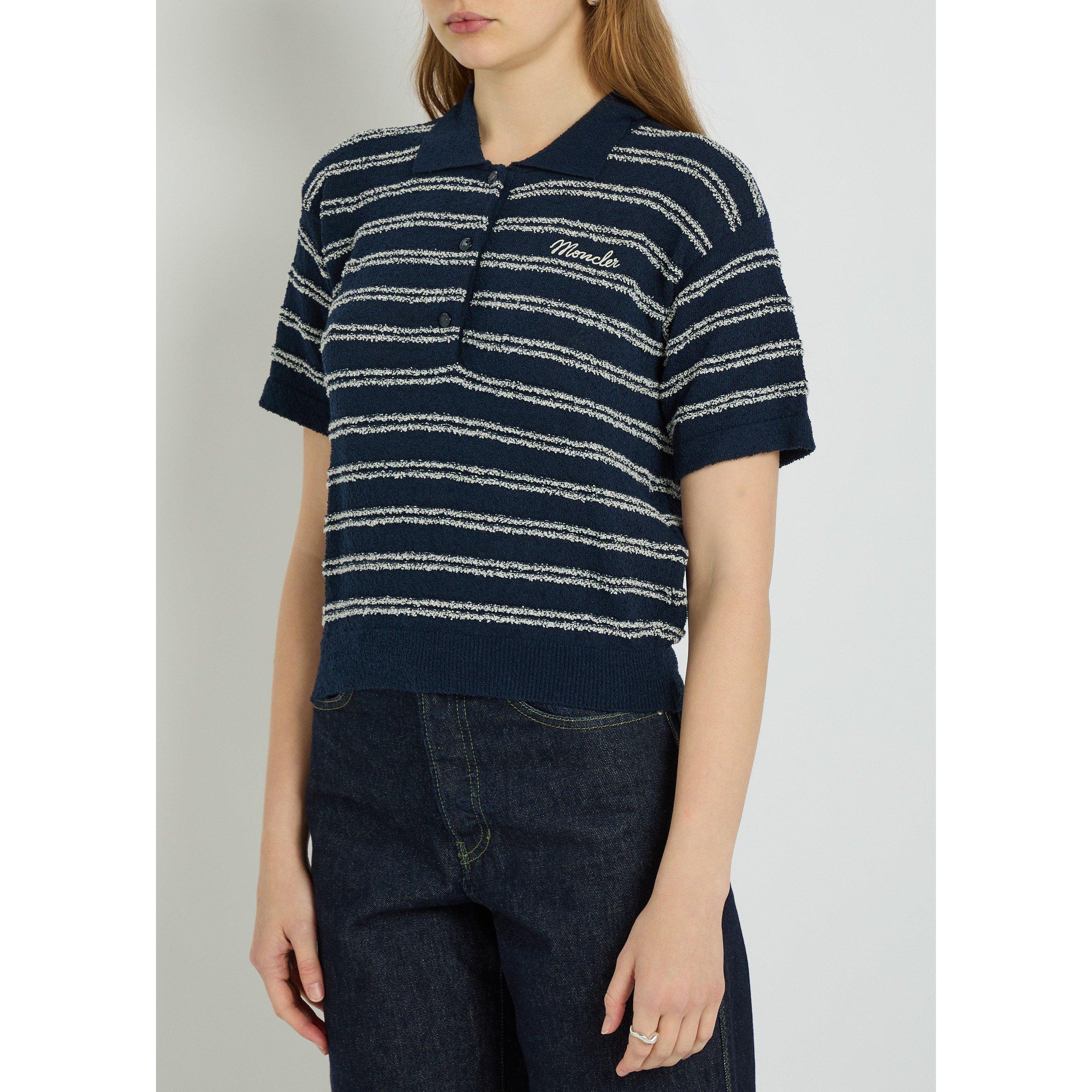 NAVY - Moncler - Women's Striped Cotton Short-Sleeve Polo Shirt - 2