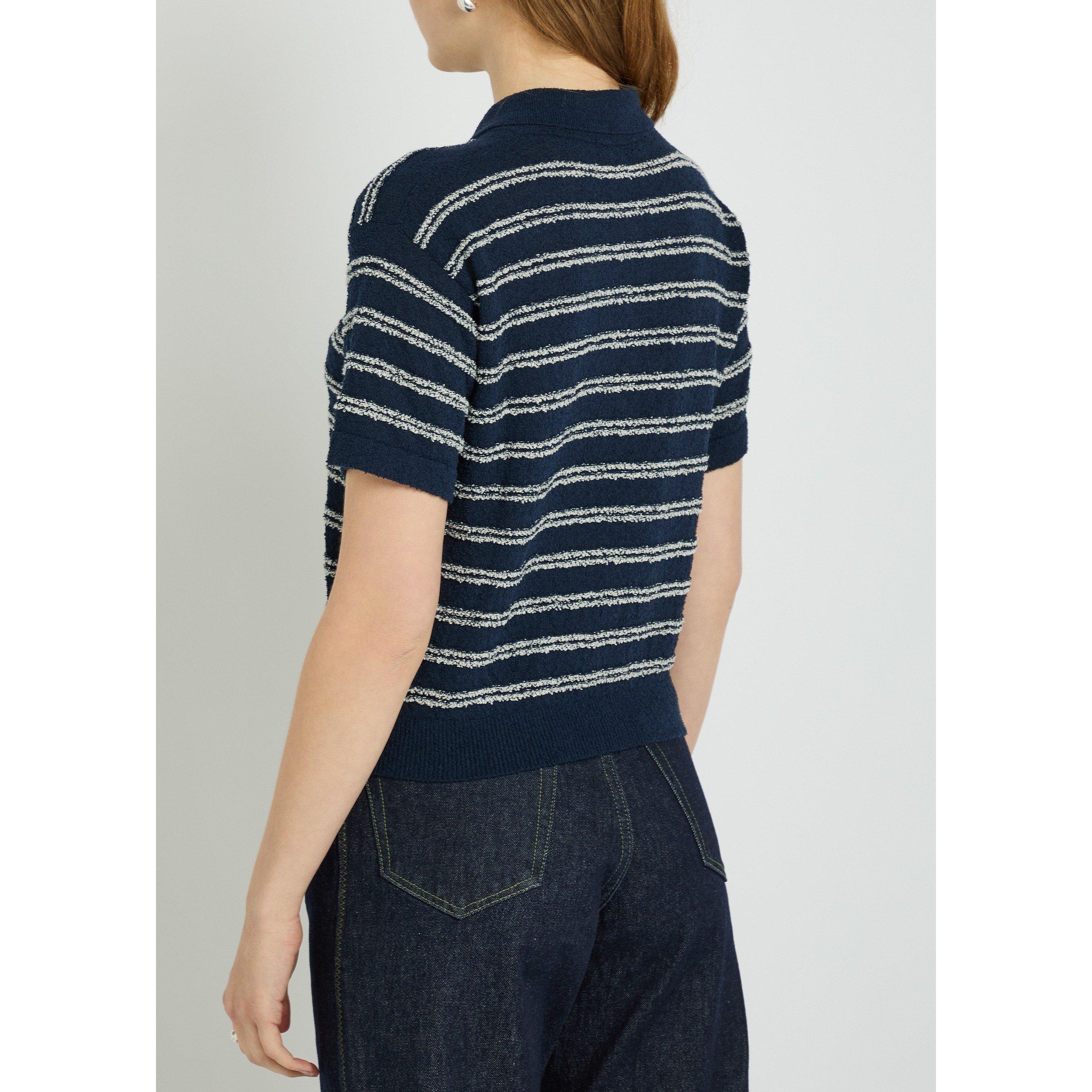 NAVY - Moncler - Women's Striped Cotton Short-Sleeve Polo Shirt - 3