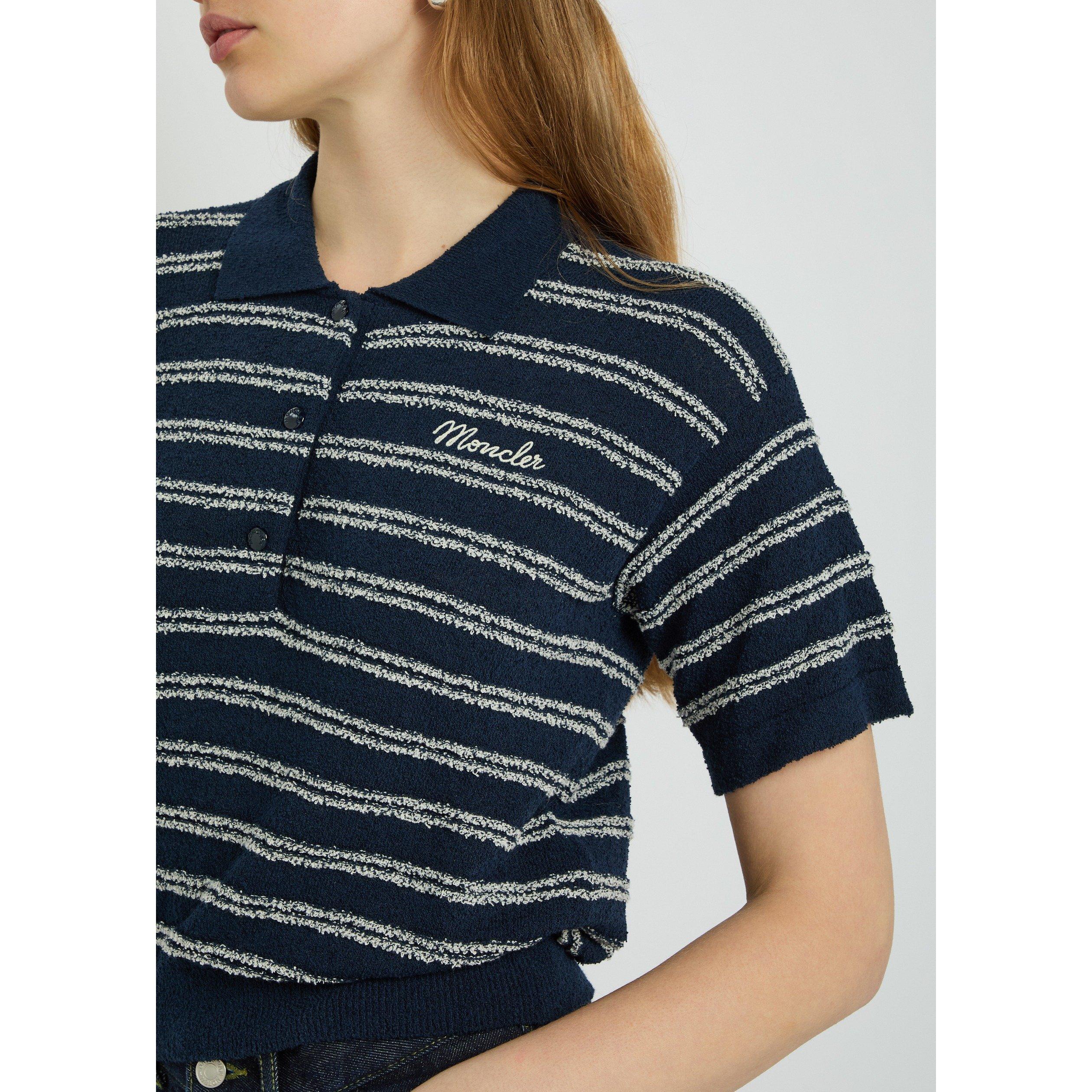 NAVY - Moncler - Women's Striped Cotton Short-Sleeve Polo Shirt - 4