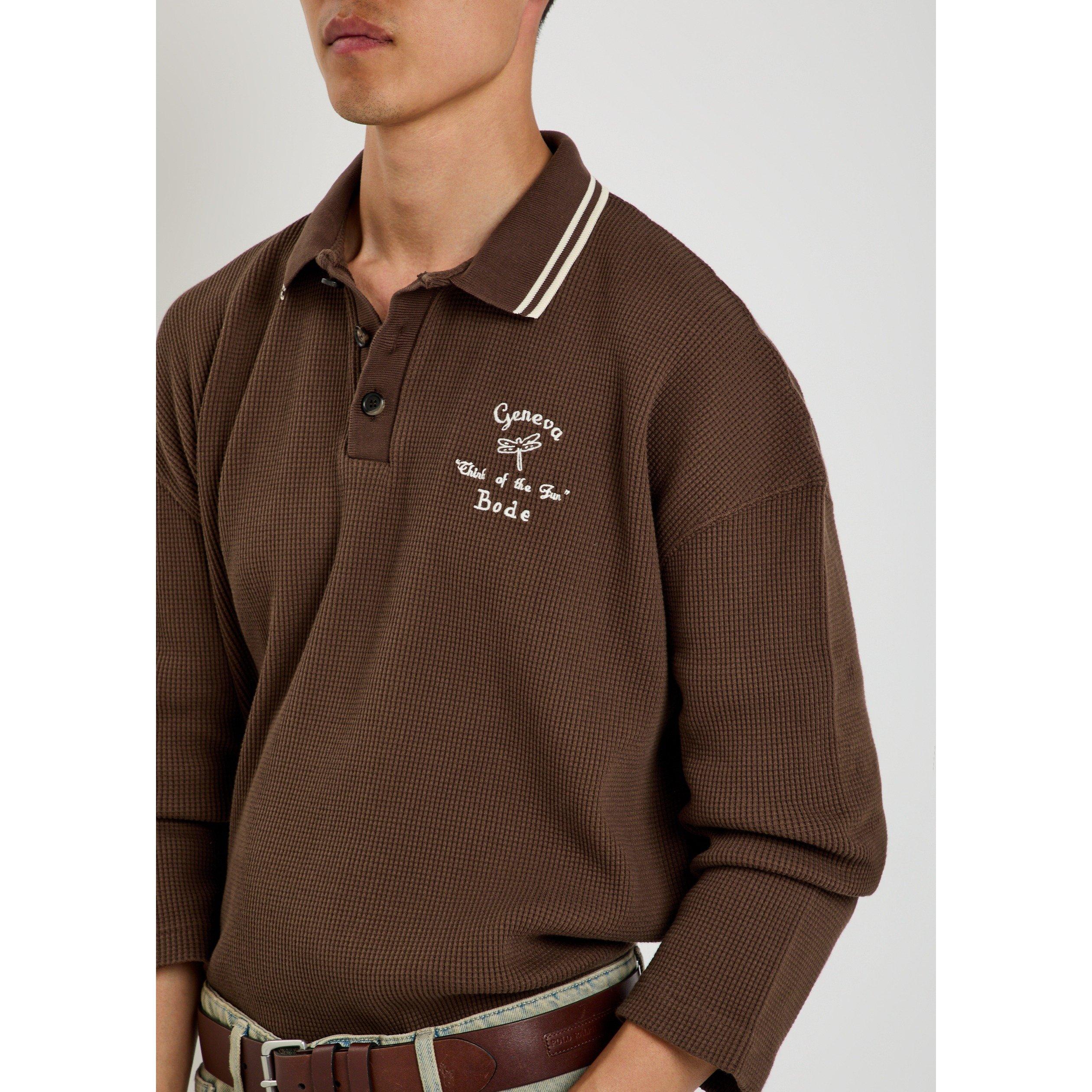 DARK BROWN - Bode - BODE GENEVA WAFFLE POLO - 4