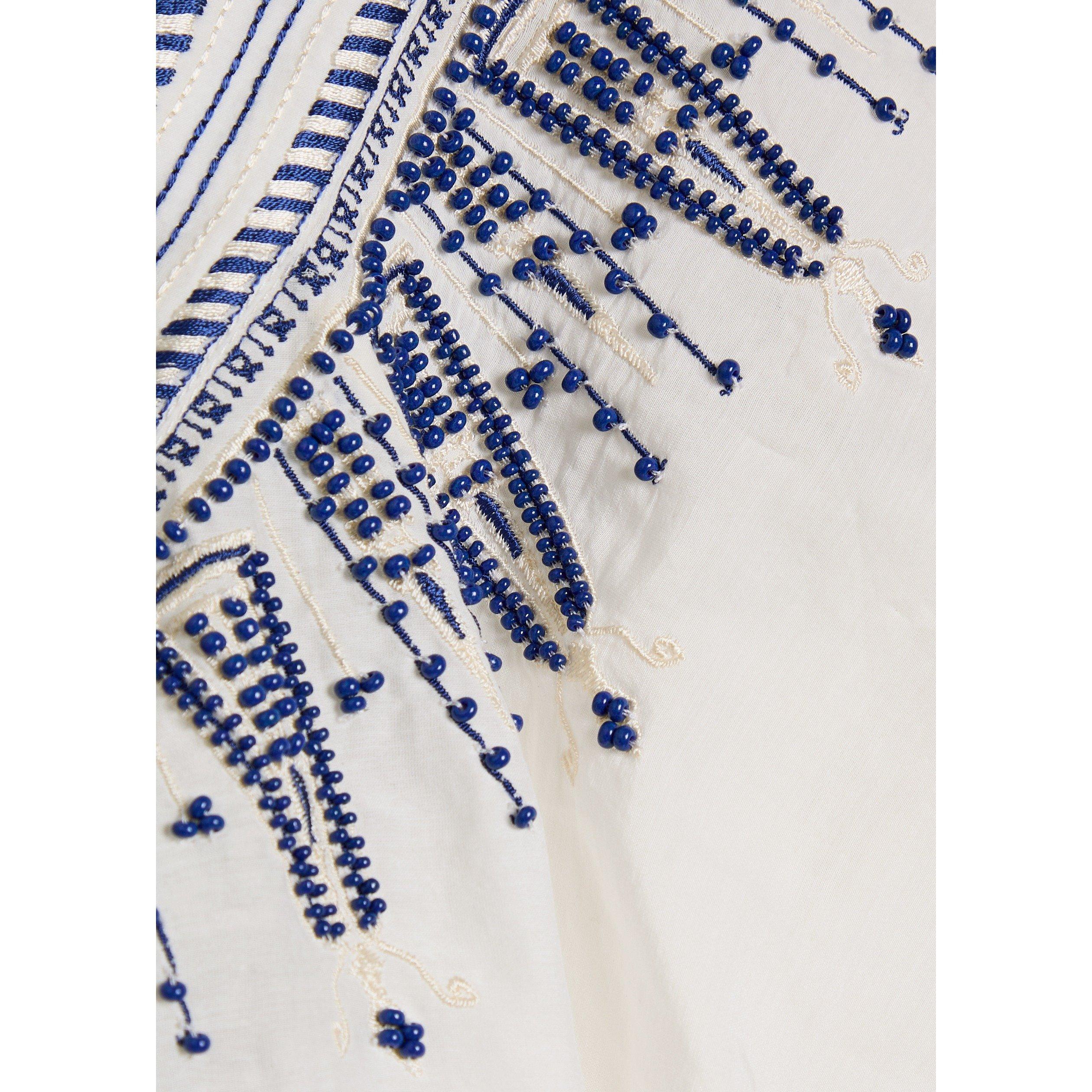 WHITE AND BLUE - Emporio Sirenuse - T ILLIZIA IRIS EMBROID LS TOP - 4