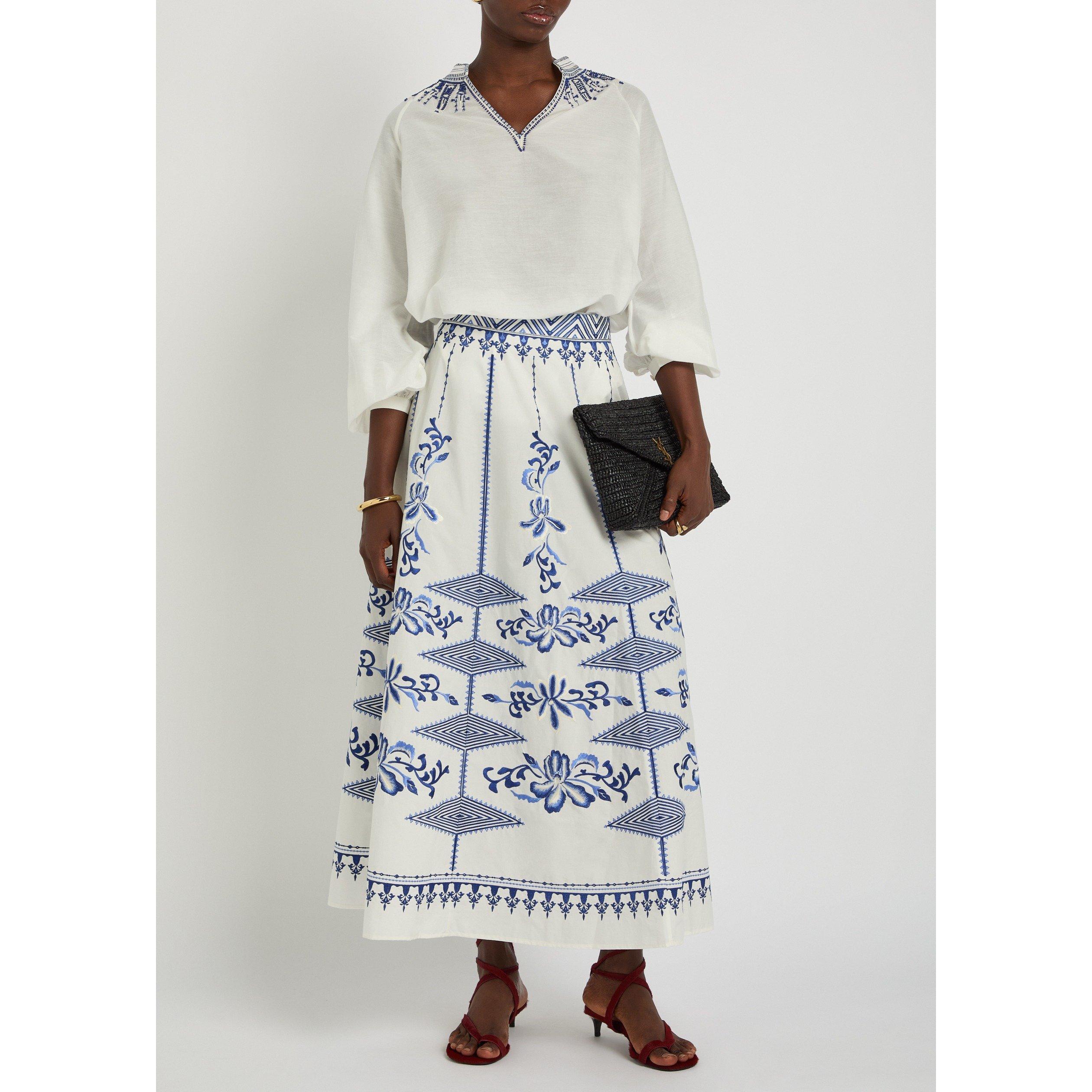 WHITE AND BLUE - Emporio Sirenuse - T ILLIZIA IRIS EMBROID LS TOP - 5