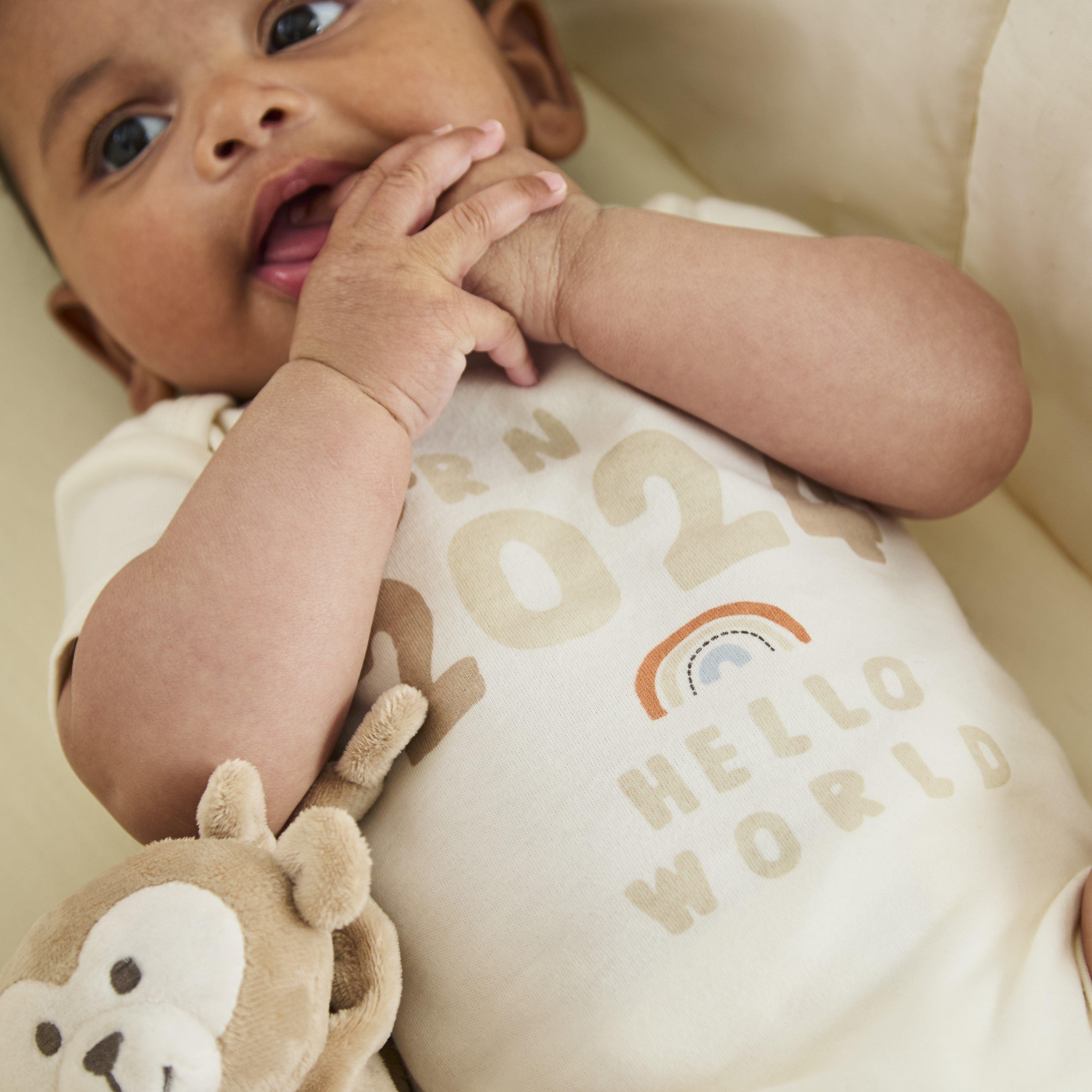 BEIGE - Hello World - Kids' Studio Baby Bodysuit and Comforter Clothing Set - 2