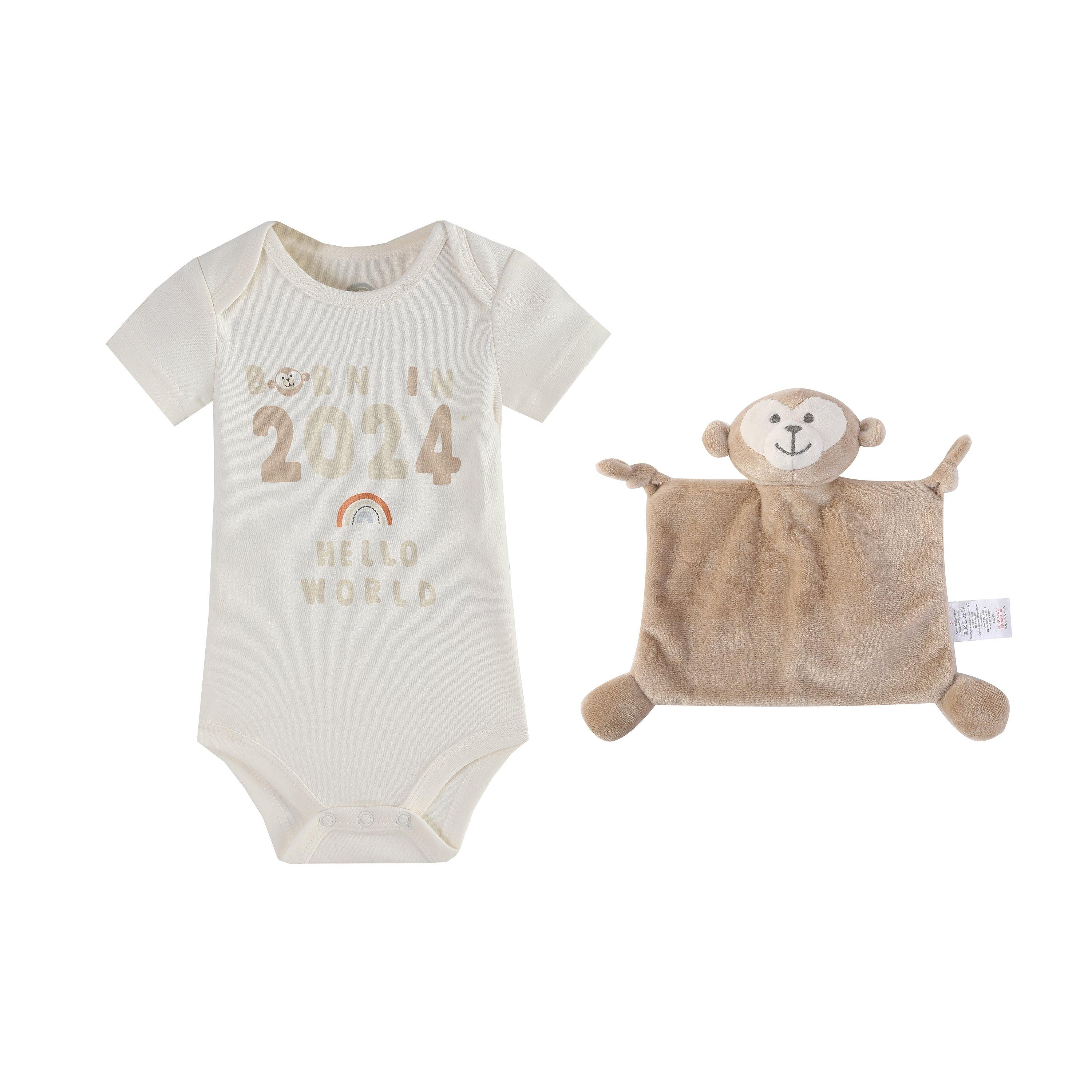 BEIGE - Hello World - Kids' Studio Baby Bodysuit and Comforter Clothing Set - 3