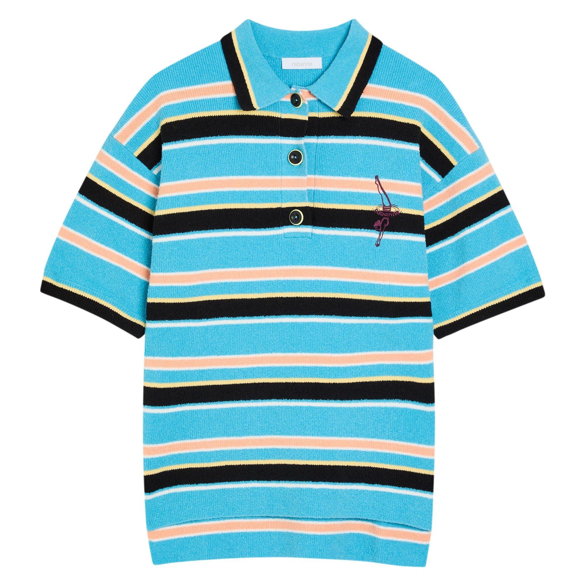 BLUE AND OTHER - Rabanne - Women's Striped Cotton Polo Shirt - 1