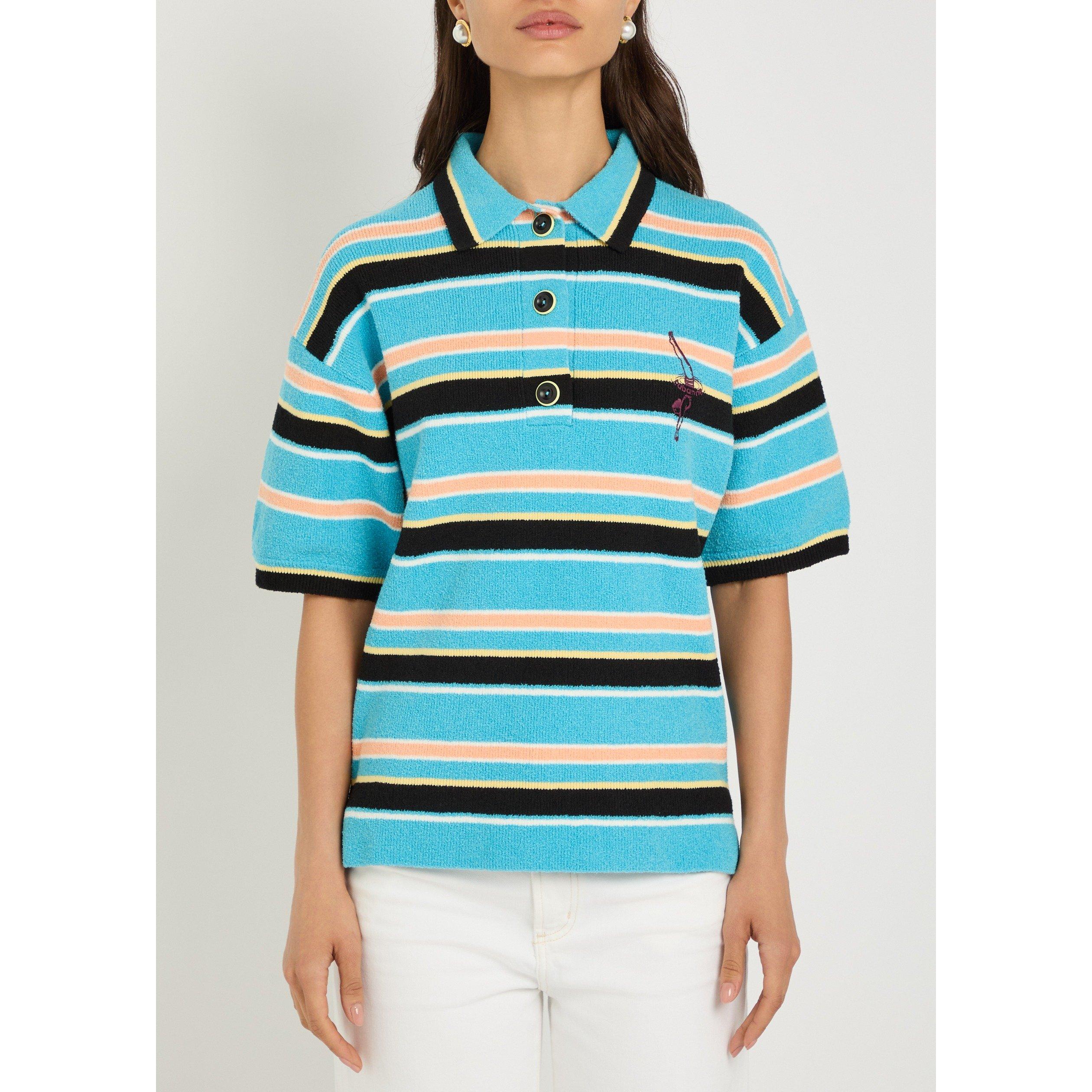 BLUE AND OTHER - Rabanne - Women's Striped Cotton Polo Shirt - 2