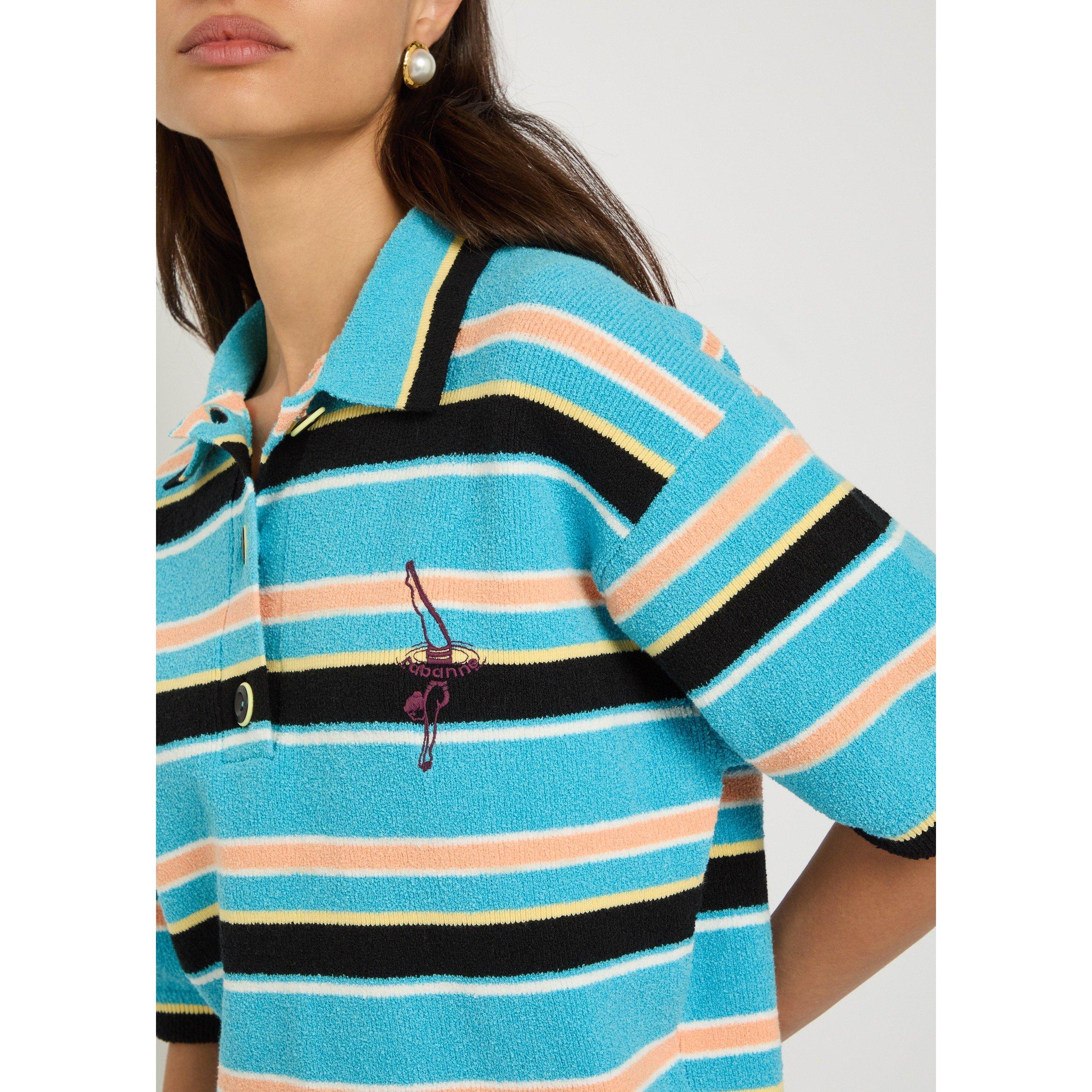 BLUE AND OTHER - Rabanne - Women's Striped Cotton Polo Shirt - 4