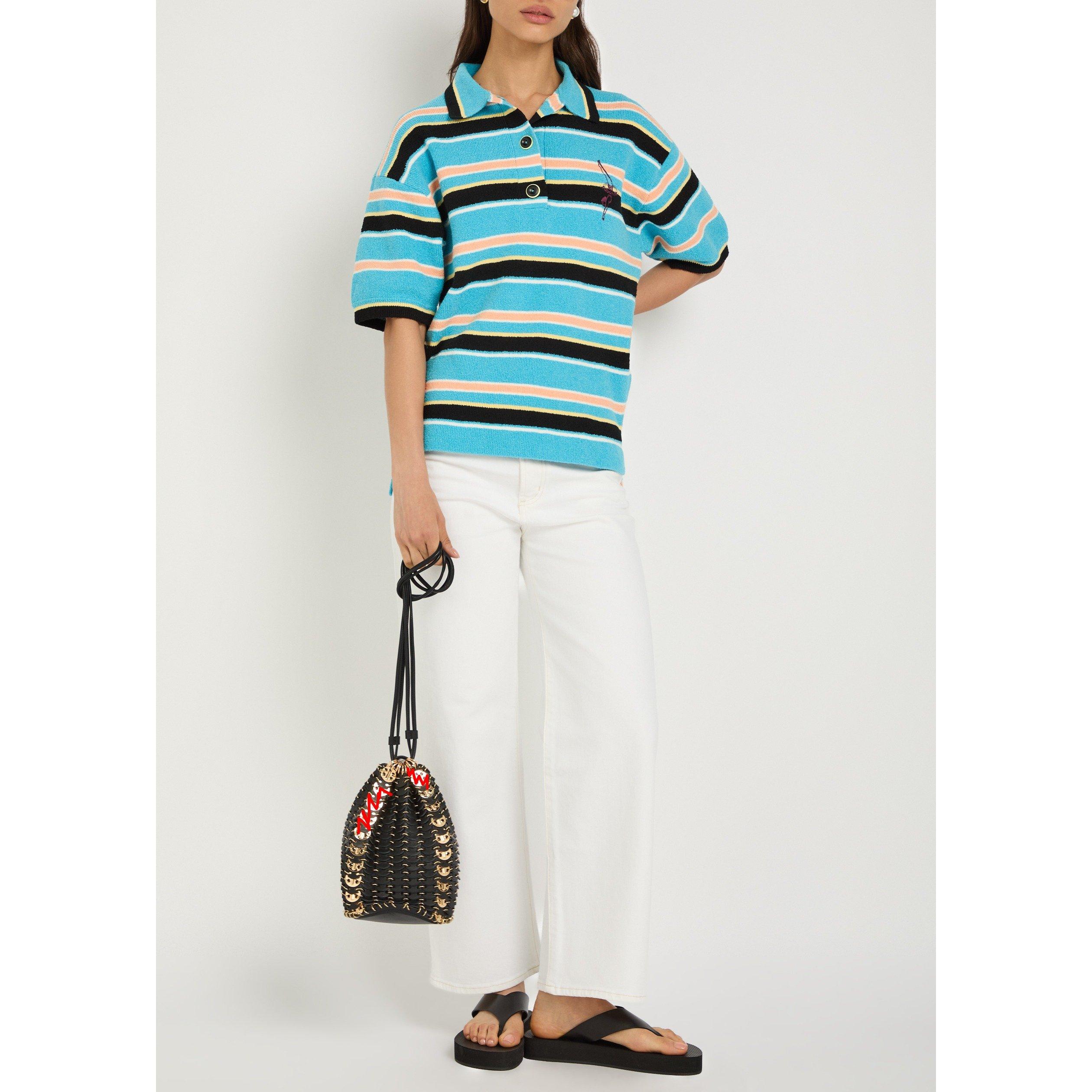 BLUE AND OTHER - Rabanne - Women's Striped Cotton Polo Shirt - 5