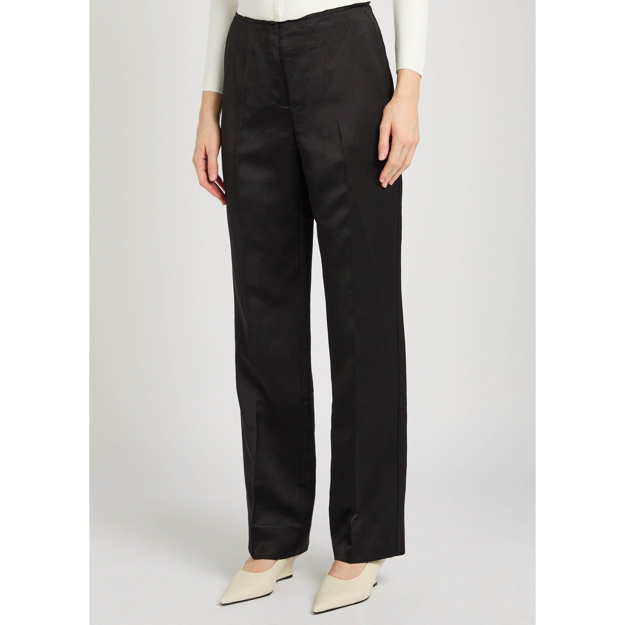 BLACK - Toteme - Women's Raw-Edge Linen Straight-Leg Trousers - 2