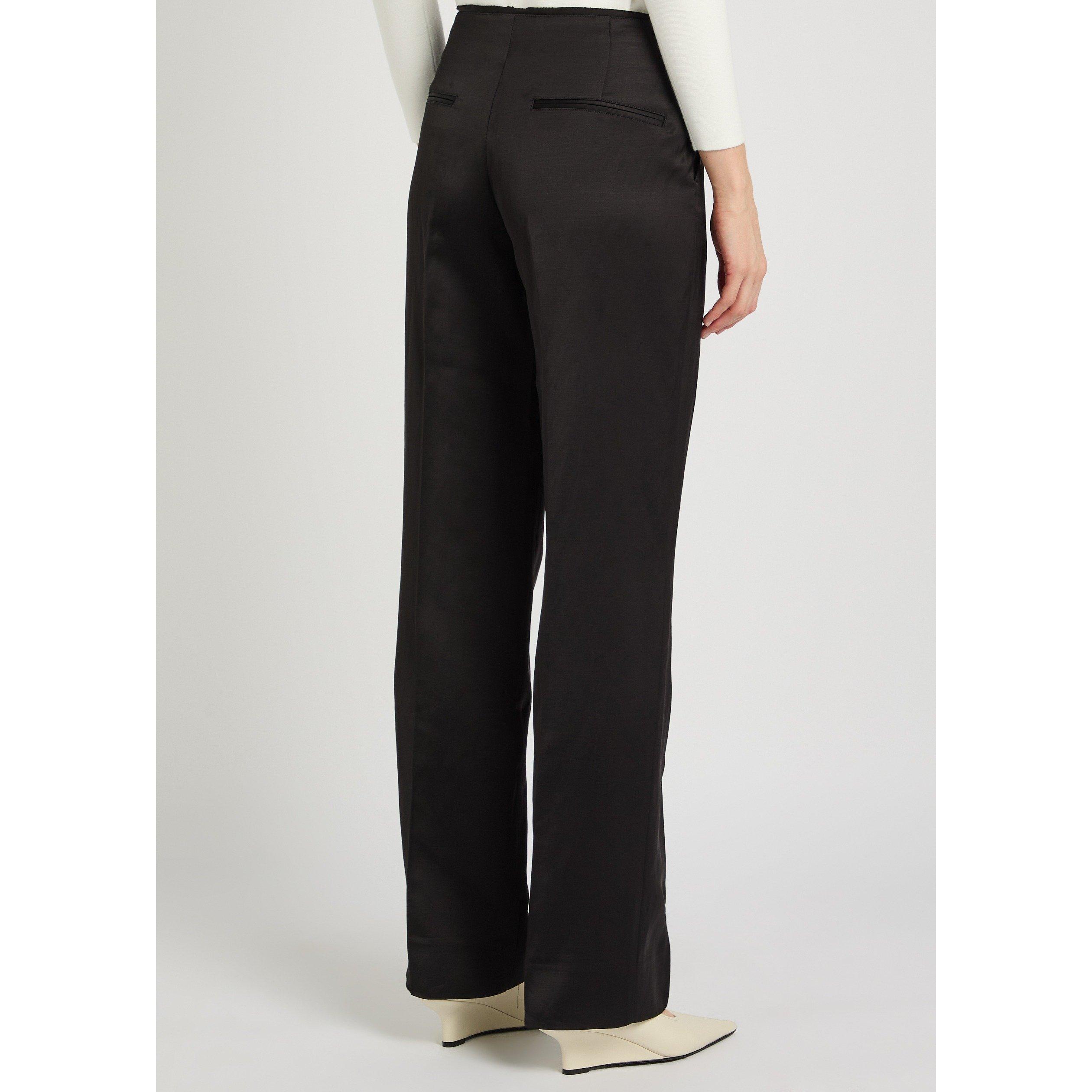 BLACK - Toteme - Women's Raw-Edge Linen Straight-Leg Trousers - 3