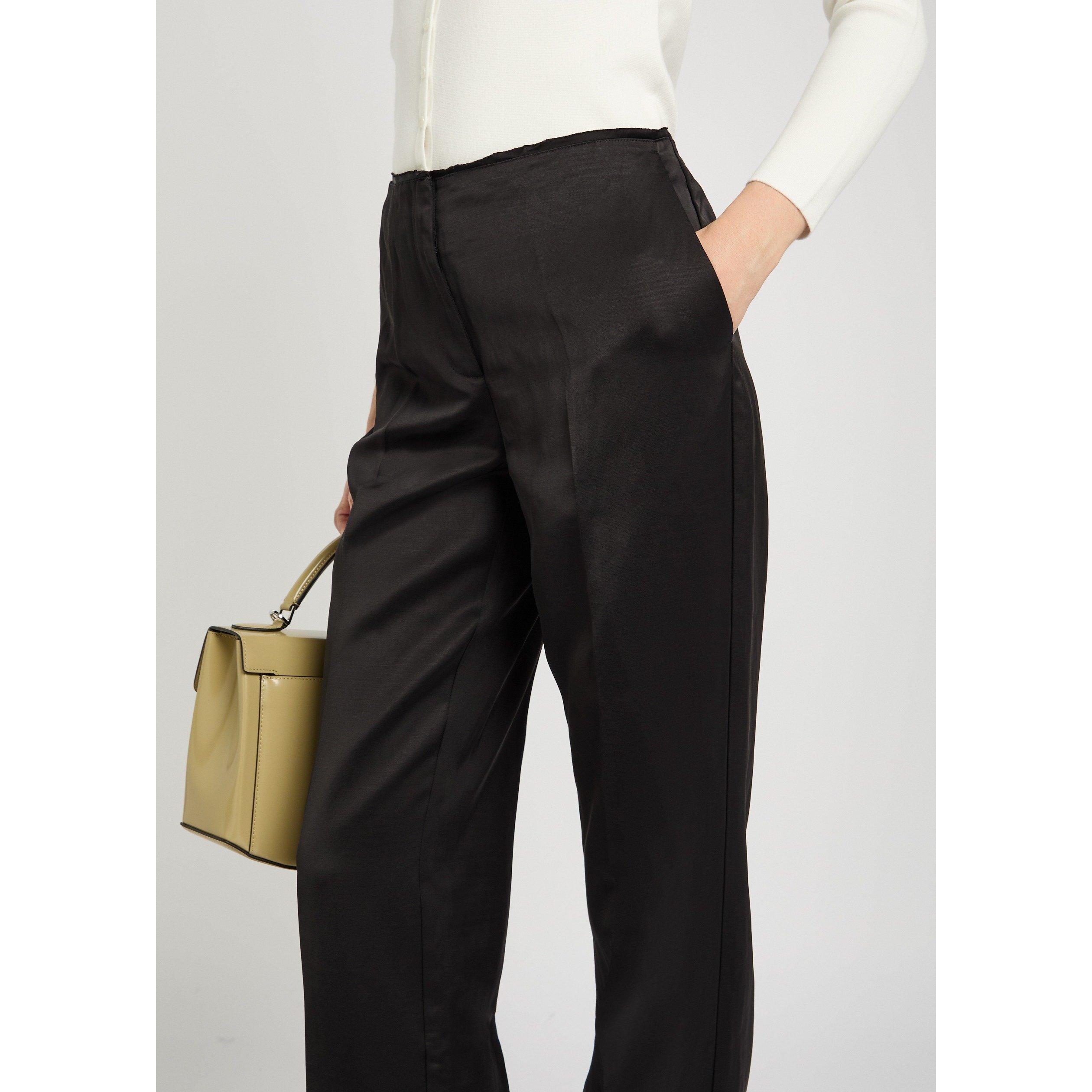 BLACK - Toteme - Women's Raw-Edge Linen Straight-Leg Trousers - 4