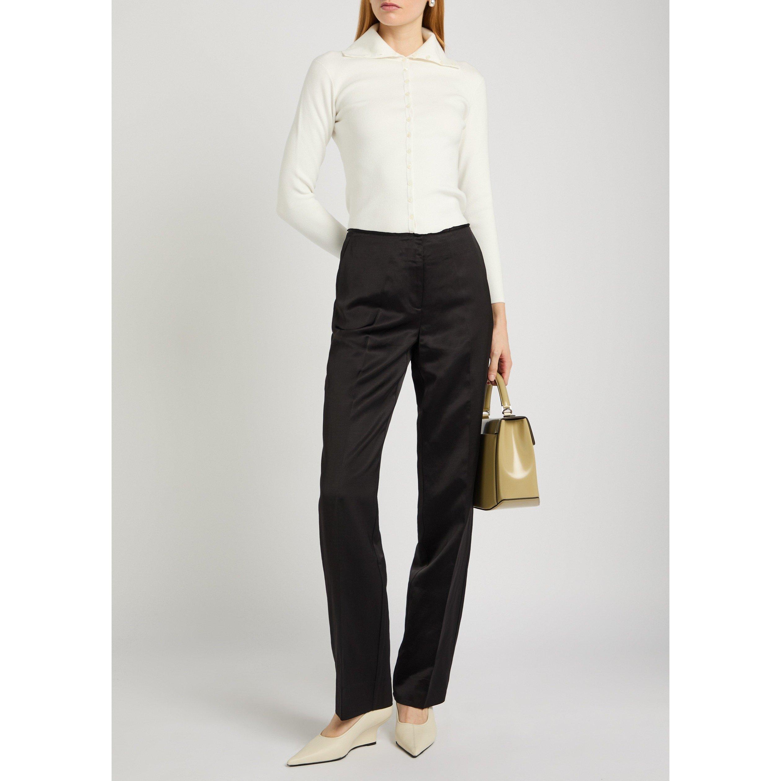BLACK - Toteme - Women's Raw-Edge Linen Straight-Leg Trousers - 5