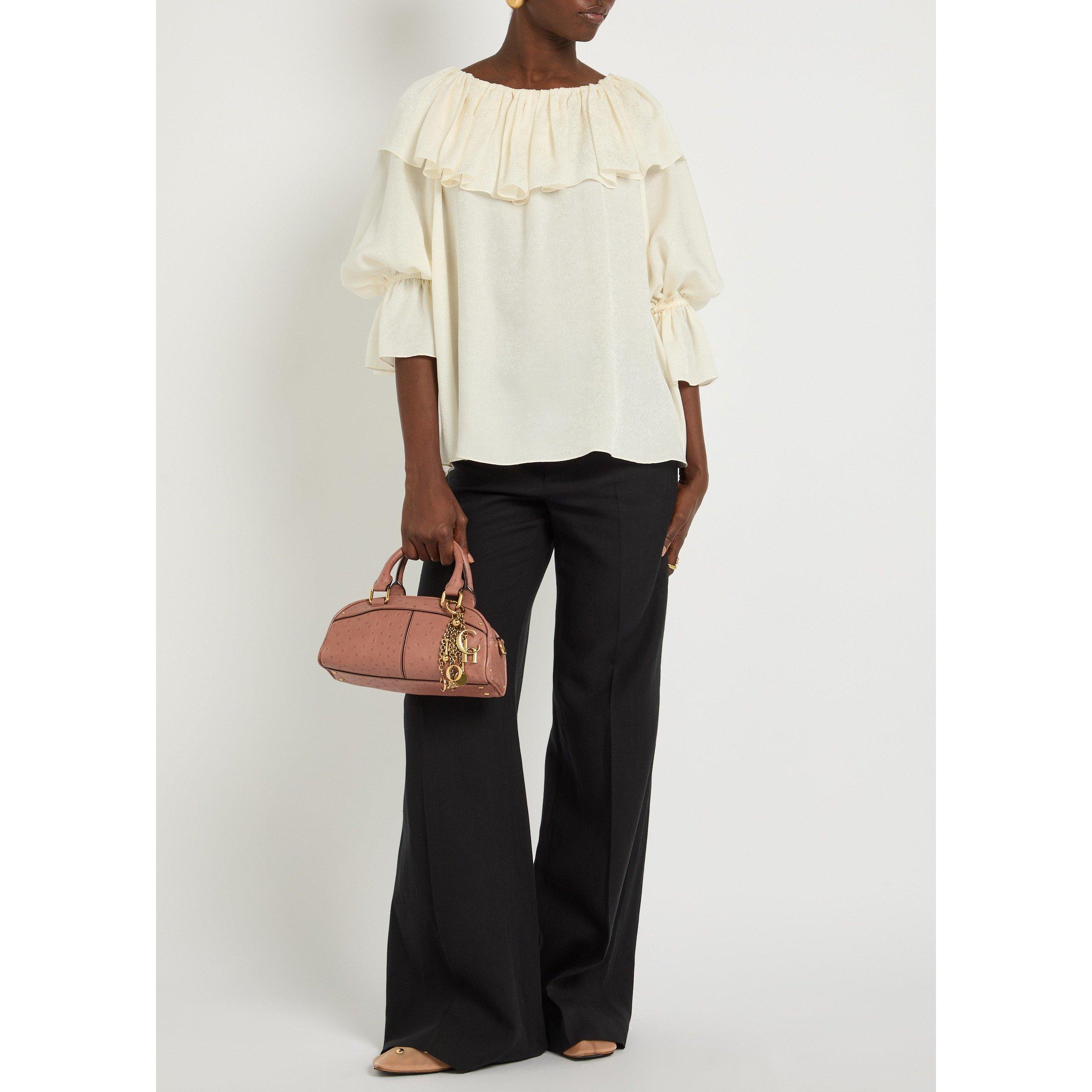 OFF WHITE - Chloe - Women's Silk Jacquard Long-Sleeve Blouse - 5