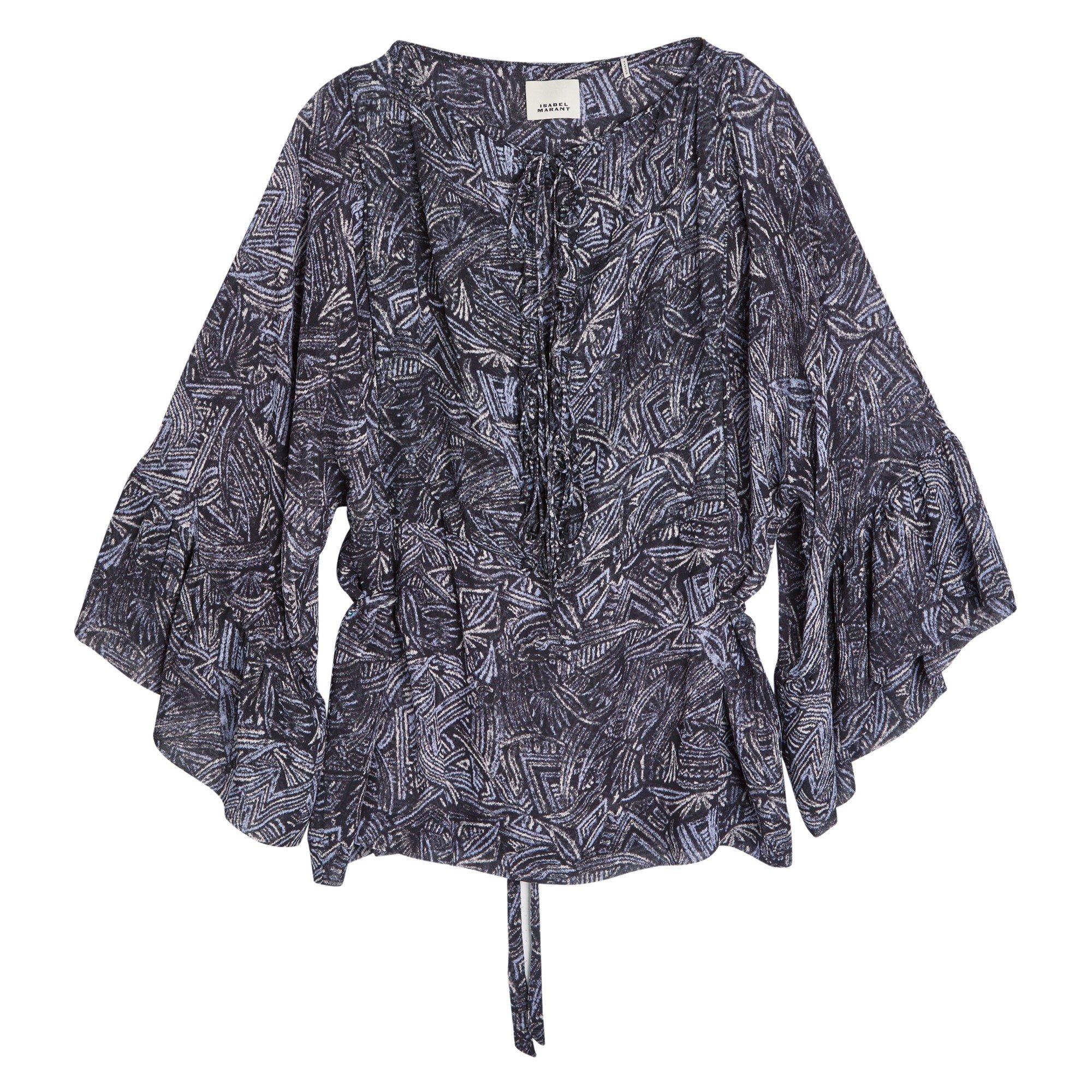 DARK GREY - Isabel Marant - Women's Tekia-GD Printed Silk Blouse - 1