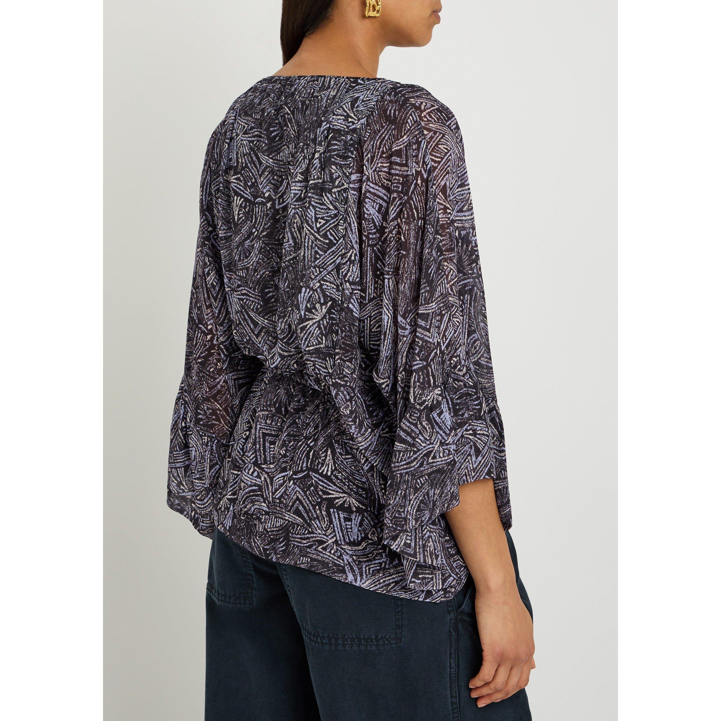 DARK GREY - Isabel Marant - Women's Tekia-GD Printed Silk Blouse - 3