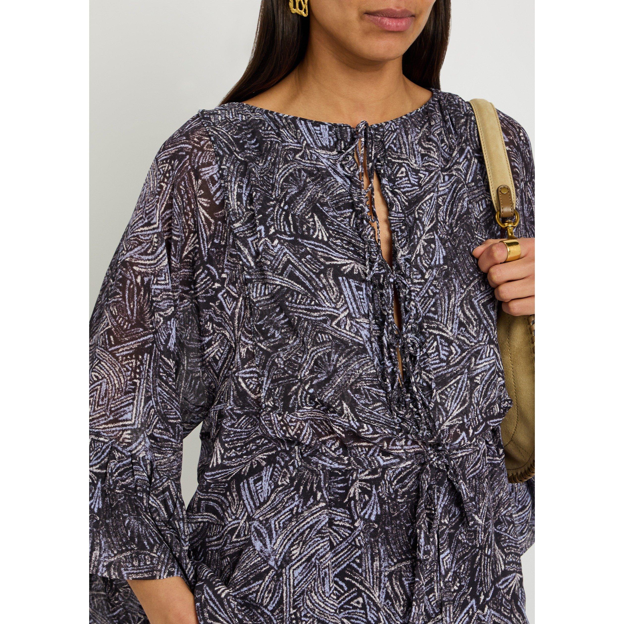 DARK GREY - Isabel Marant - Women's Tekia-GD Printed Silk Blouse - 4