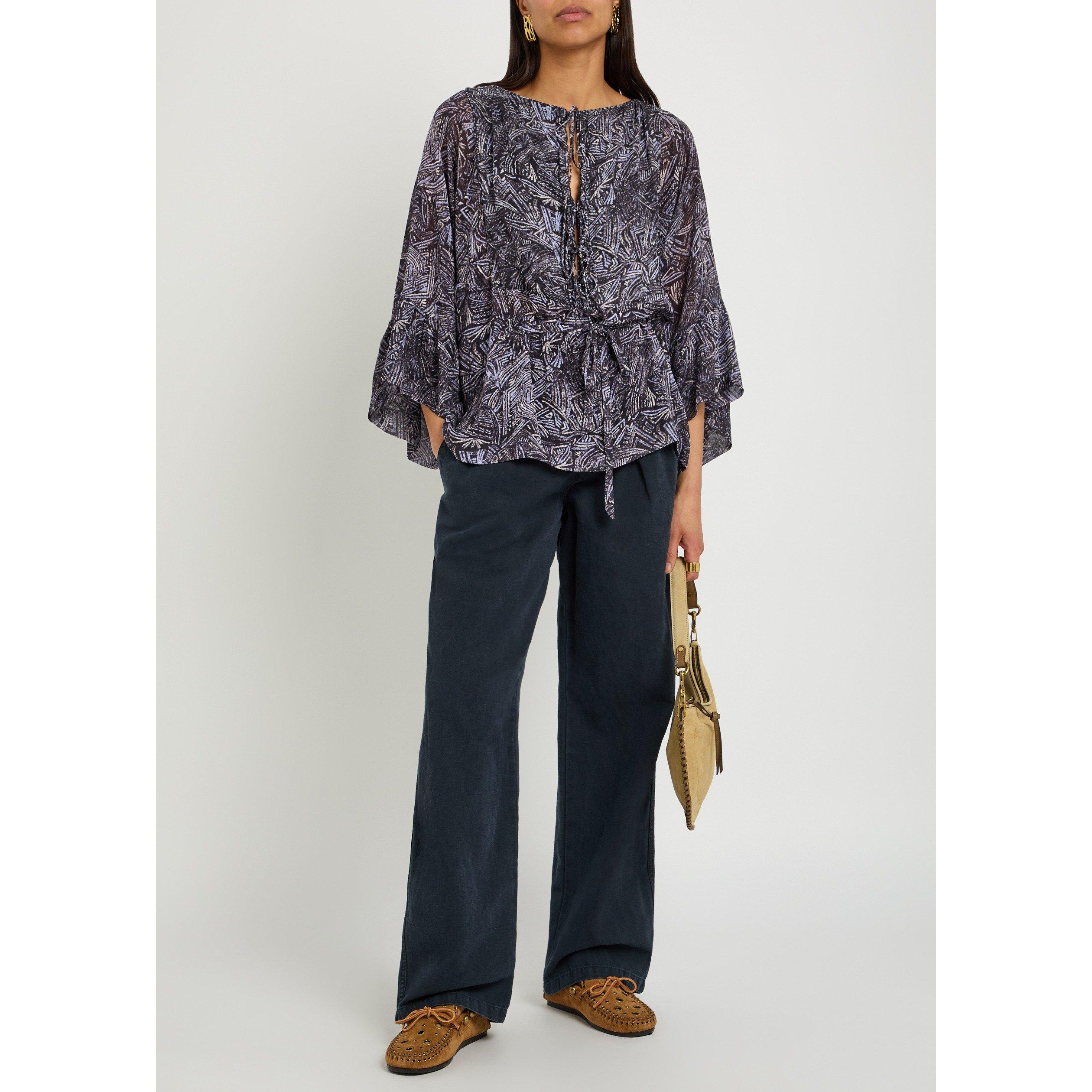 DARK GREY - Isabel Marant - Women's Tekia-GD Printed Silk Blouse - 5