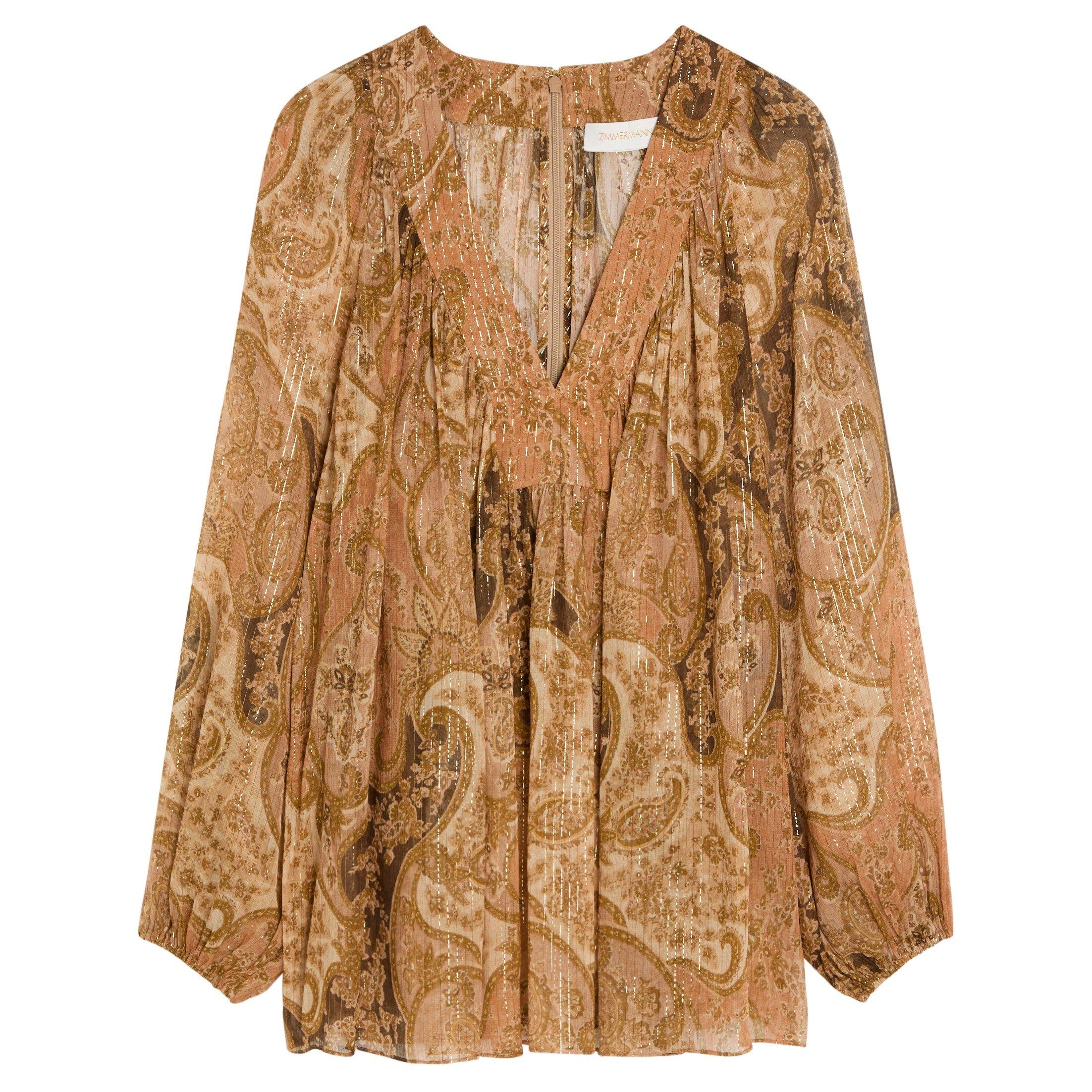 BROWN AND OTHER - Zimmermann - Women's Carousel Silk Batwing Blouse - 1