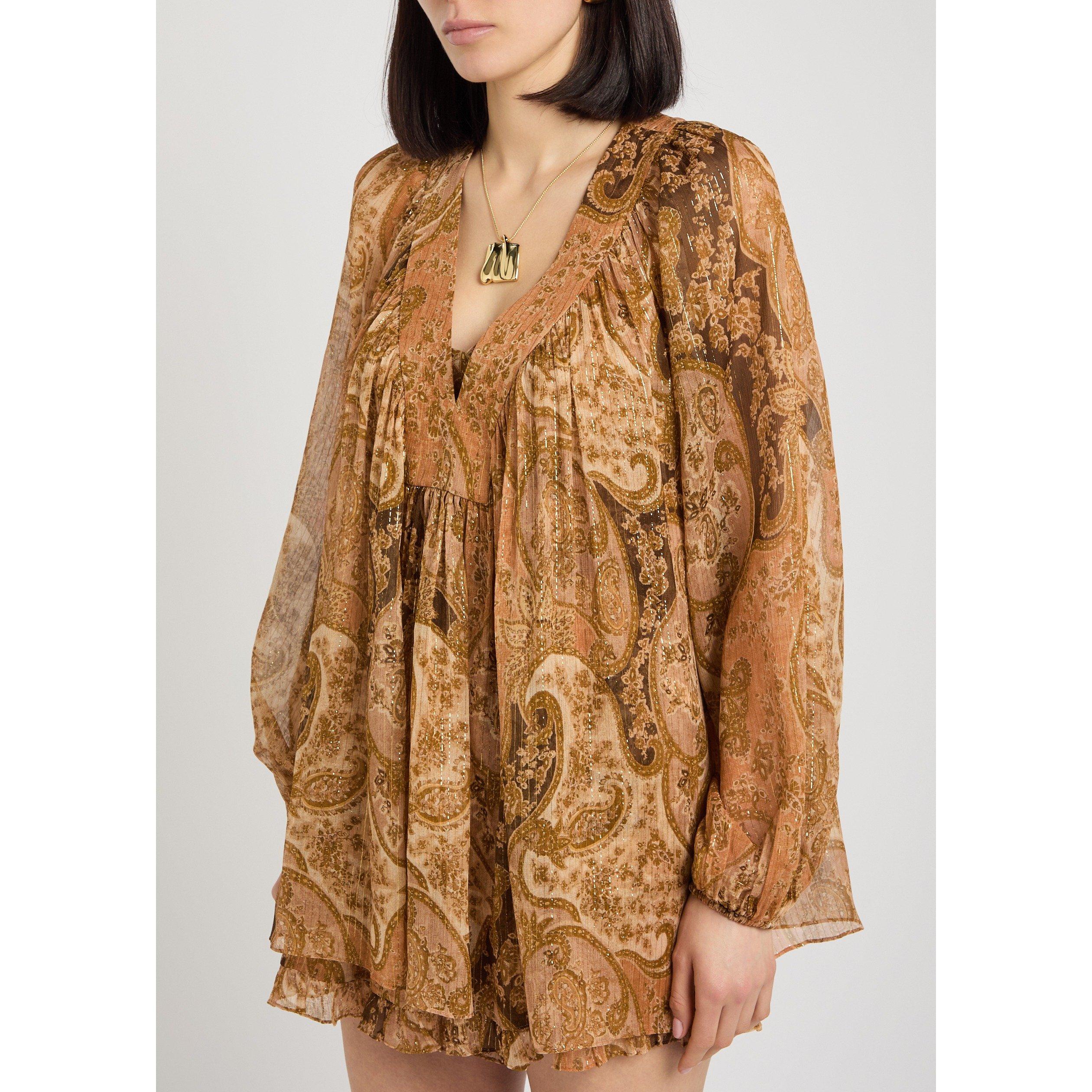 BROWN AND OTHER - Zimmermann - Women's Carousel Silk Batwing Blouse - 2