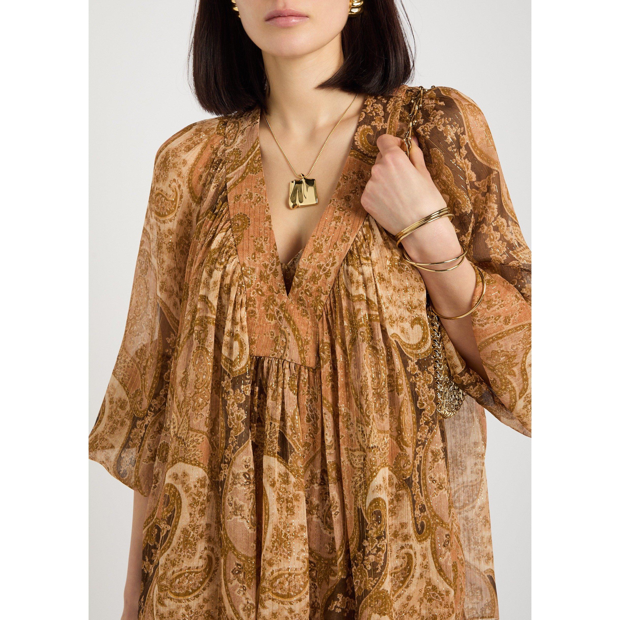 BROWN AND OTHER - Zimmermann - Women's Carousel Silk Batwing Blouse - 4