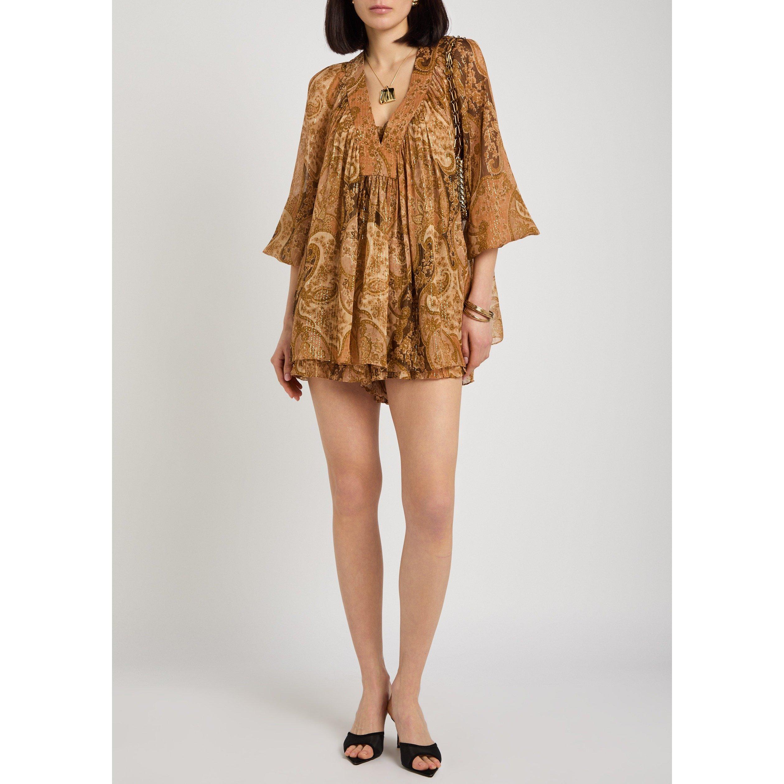BROWN AND OTHER - Zimmermann - Women's Carousel Silk Batwing Blouse - 5