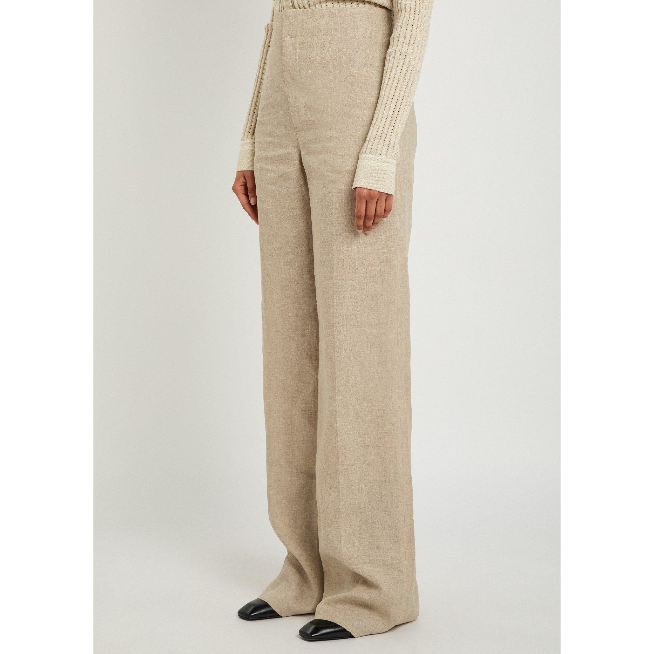 BEIGE - Tods - Women's Linen Straight Trousers - 2