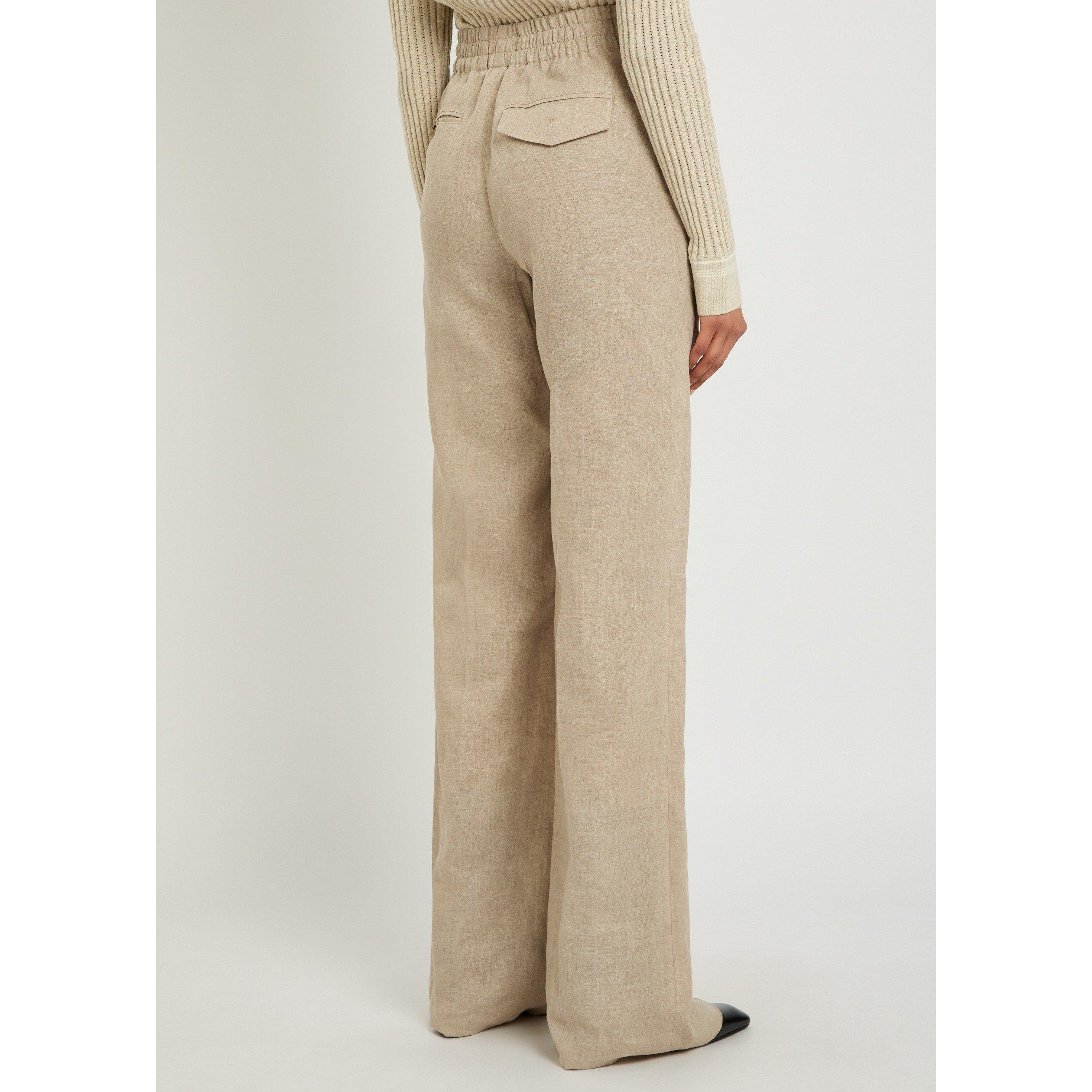 BEIGE - Tods - Women's Linen Straight Trousers - 3