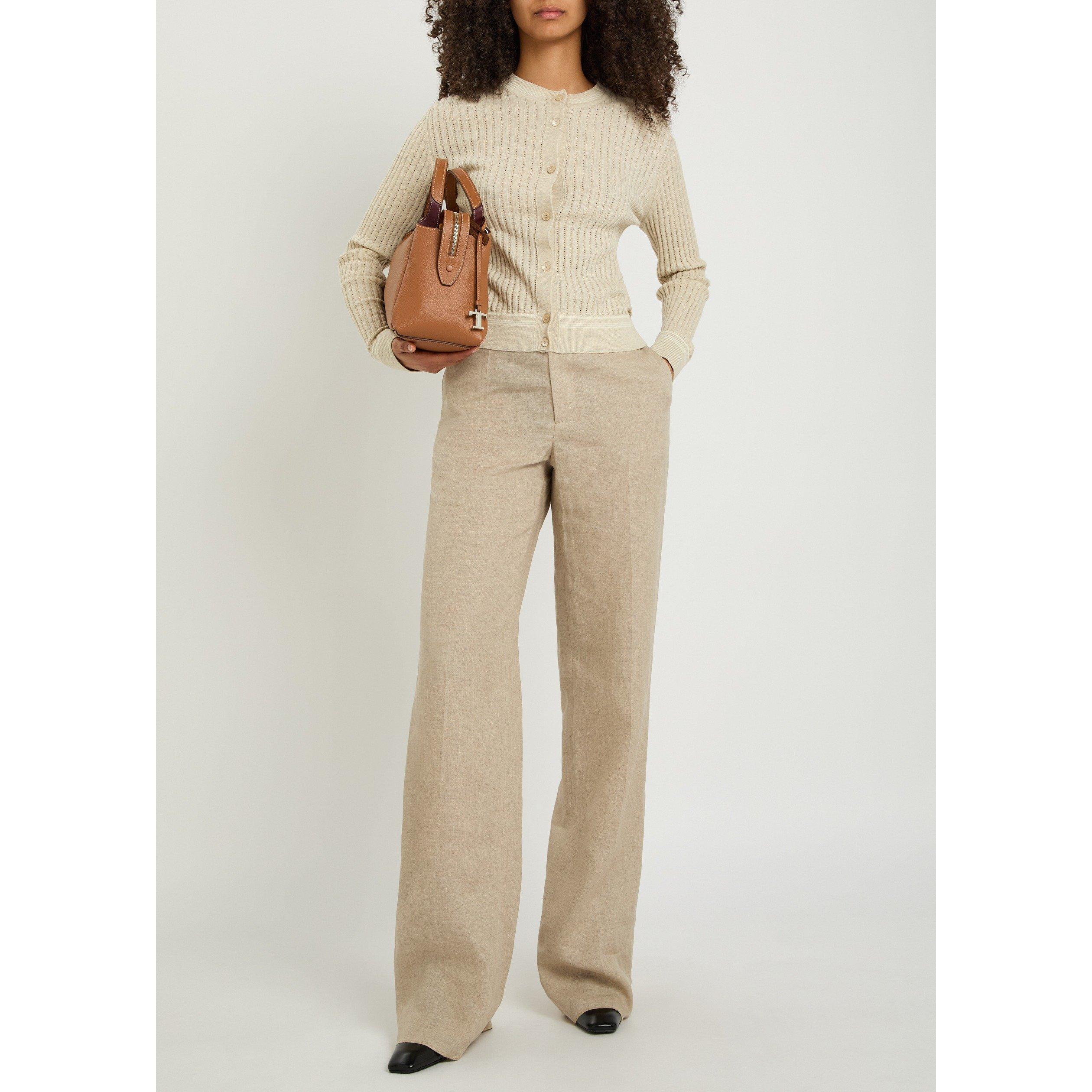 BEIGE - Tods - Women's Linen Straight Trousers - 5