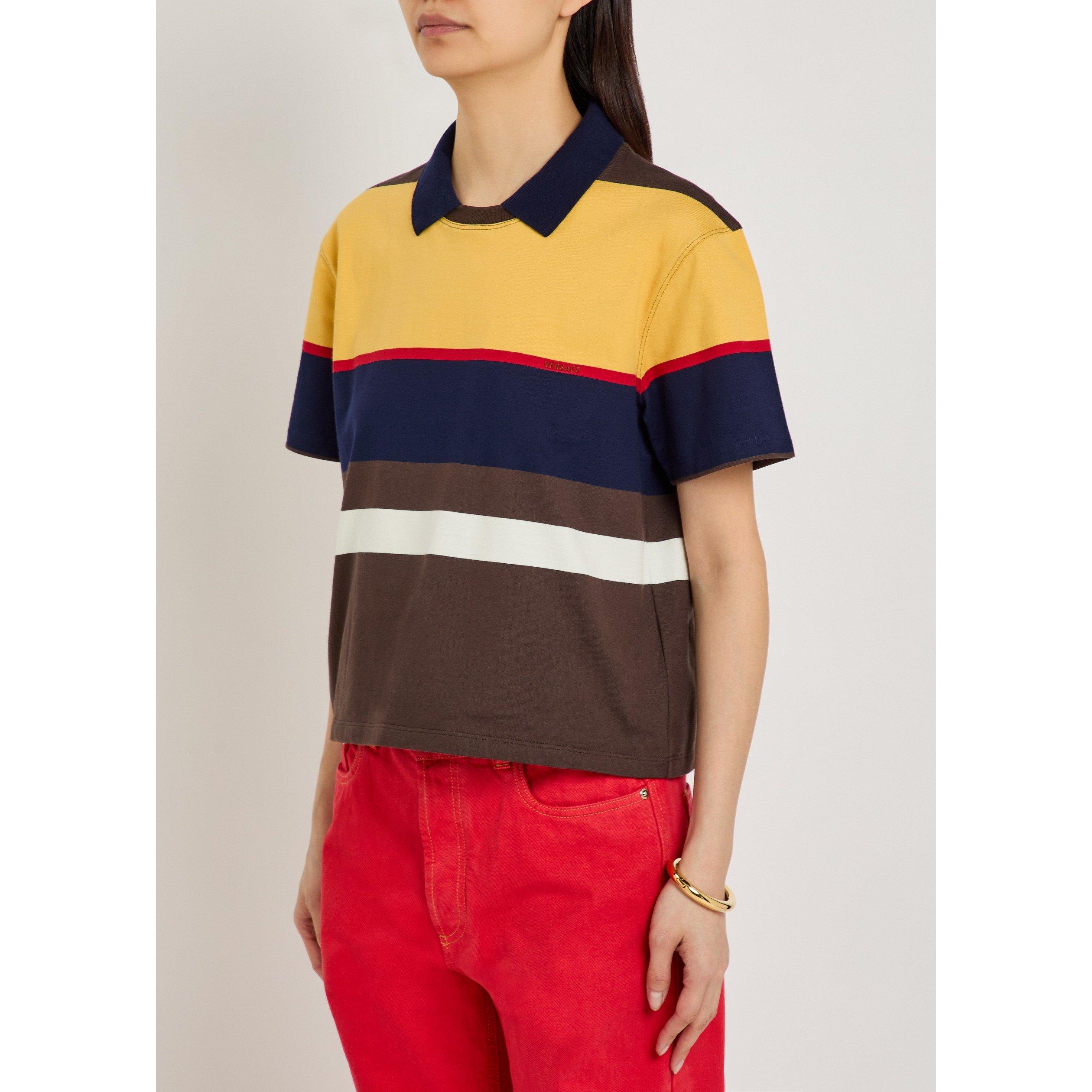 BROWN AND OTHER - Versace - POLO HEAVY STRIPED COTTON JERS - 2