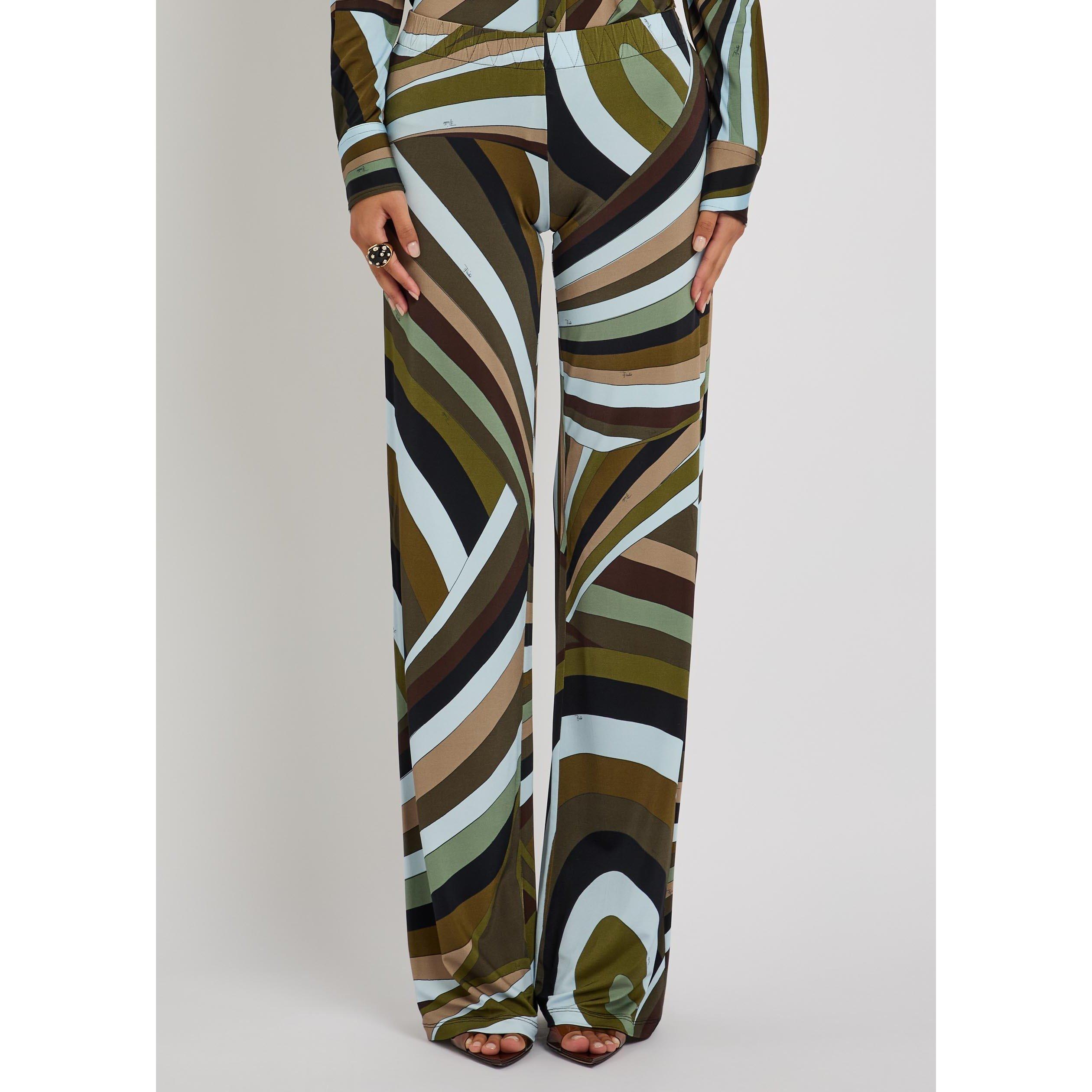 MULTICOLOURED - PUCCI - Women's Satin Print Relaxed-Fit Straight Trousers - 2