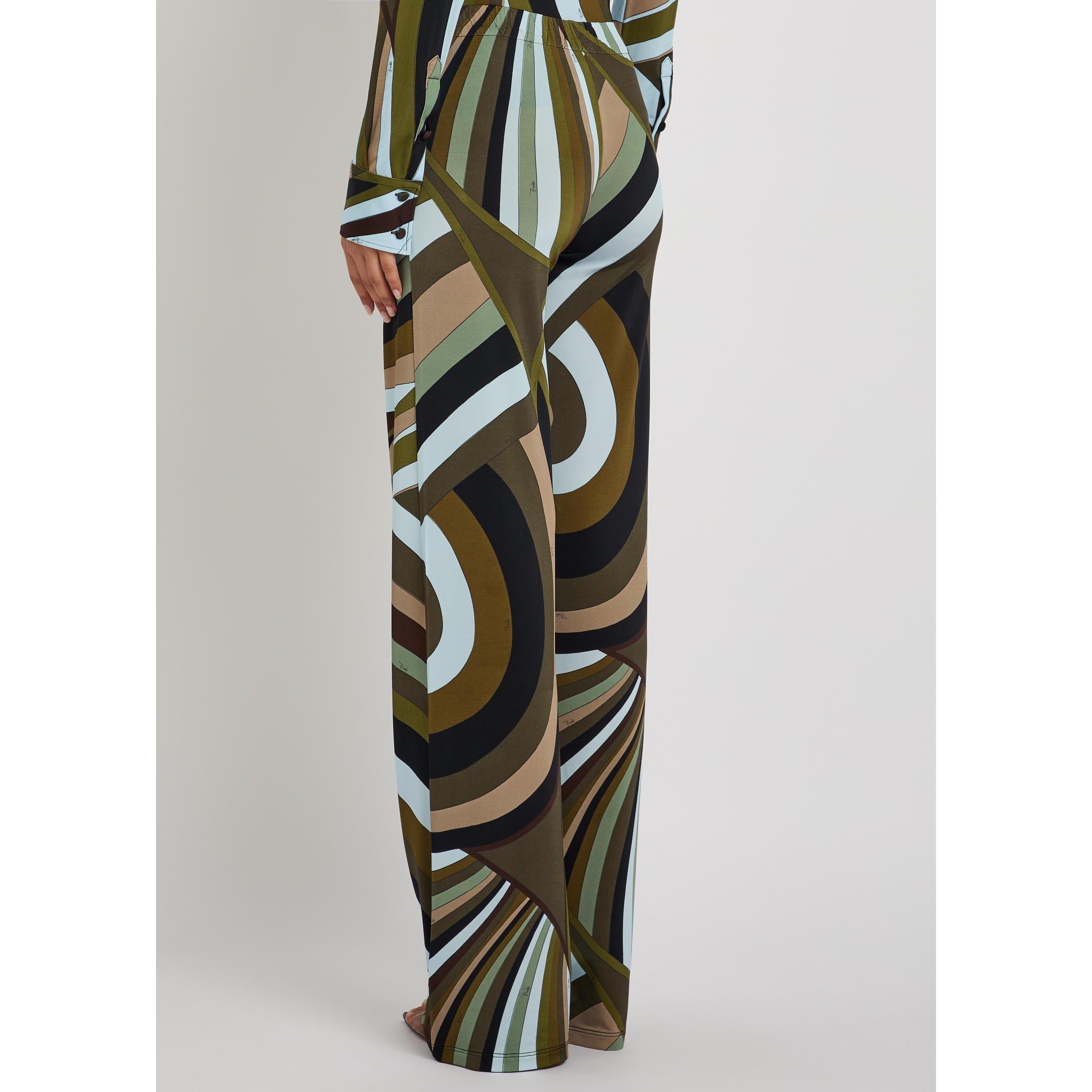 MULTICOLOURED - PUCCI - Women's Satin Print Relaxed-Fit Straight Trousers - 3