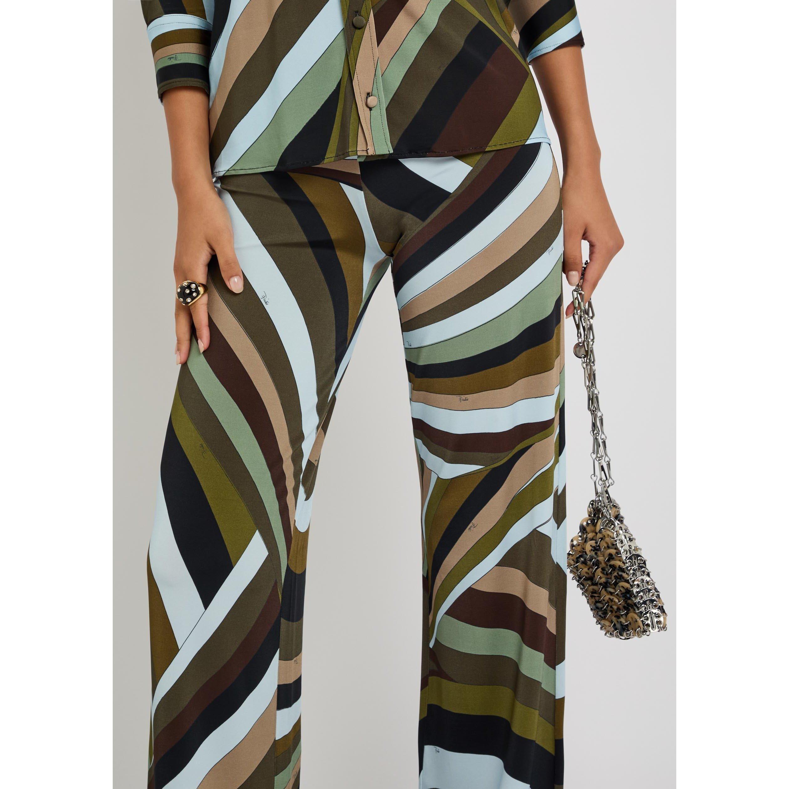 MULTICOLOURED - PUCCI - Women's Satin Print Relaxed-Fit Straight Trousers - 4