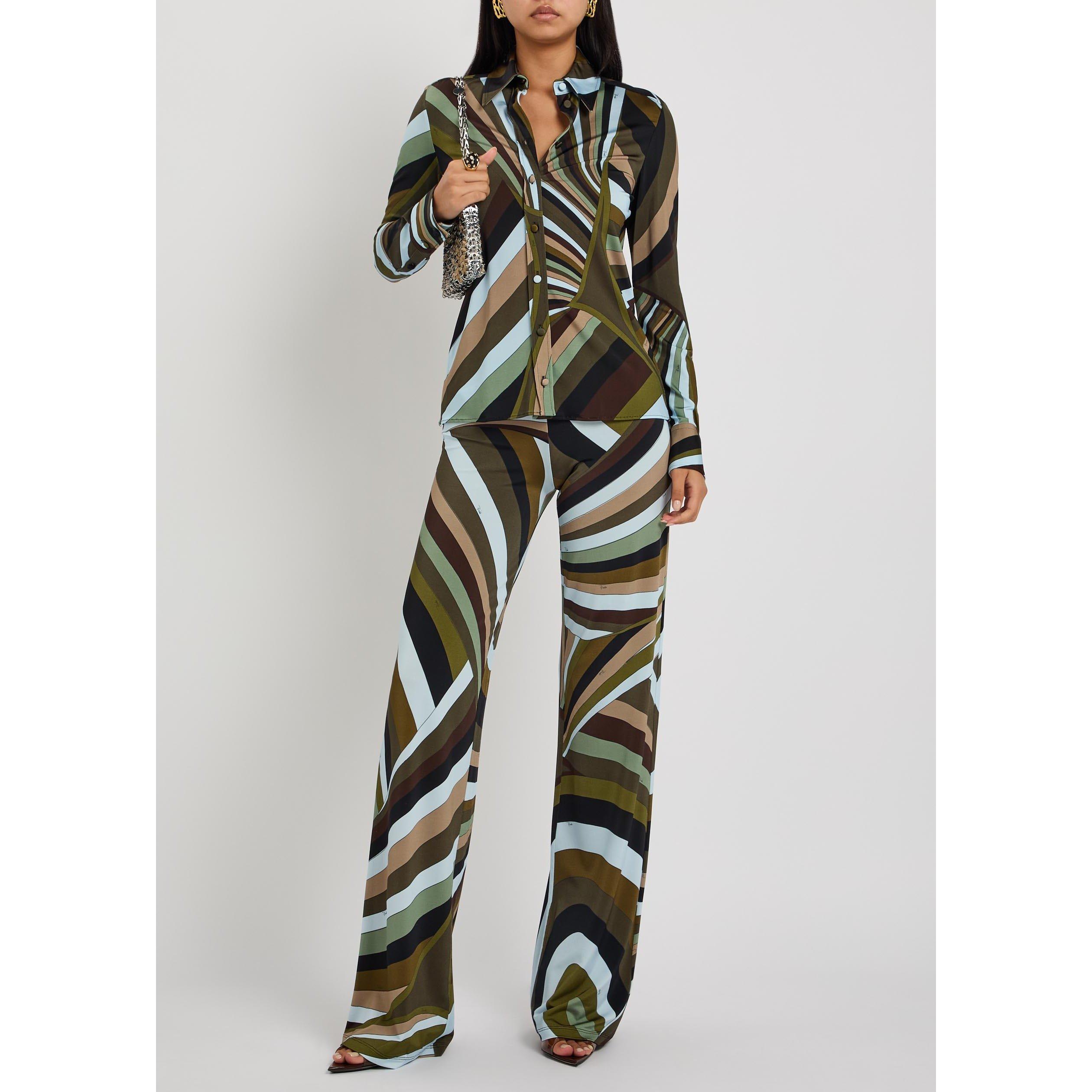 MULTICOLOURED - PUCCI - Women's Satin Print Relaxed-Fit Straight Trousers - 5