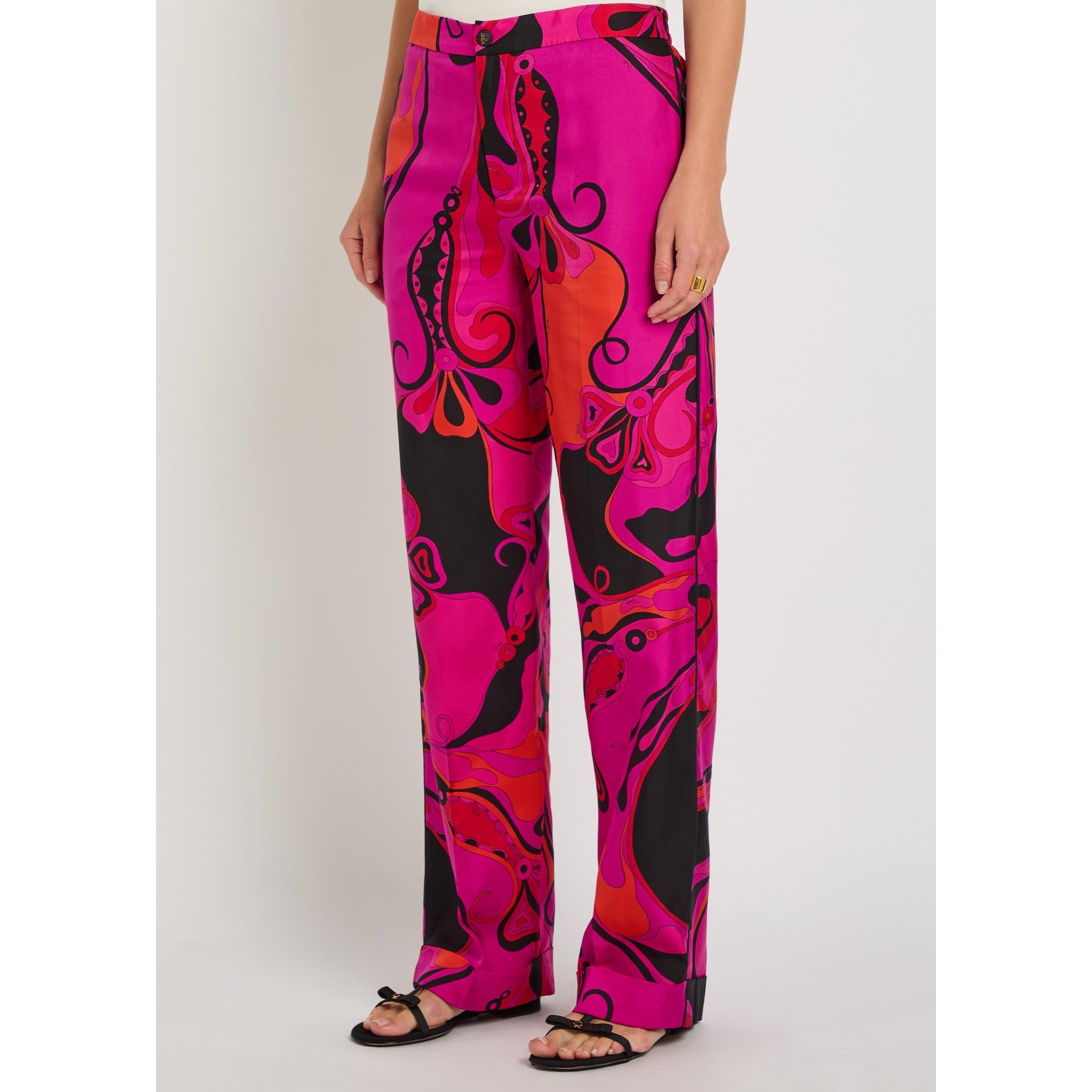 PINK AND OTHER - PUCCI - Women's Silk Straight Leg Trousers - 2