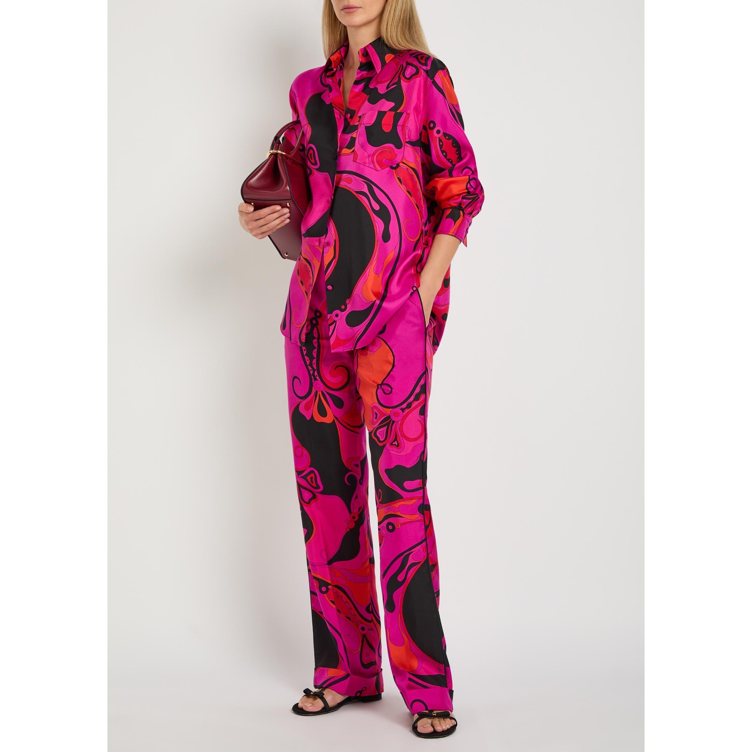 PINK AND OTHER - PUCCI - Women's Silk Straight Leg Trousers - 5