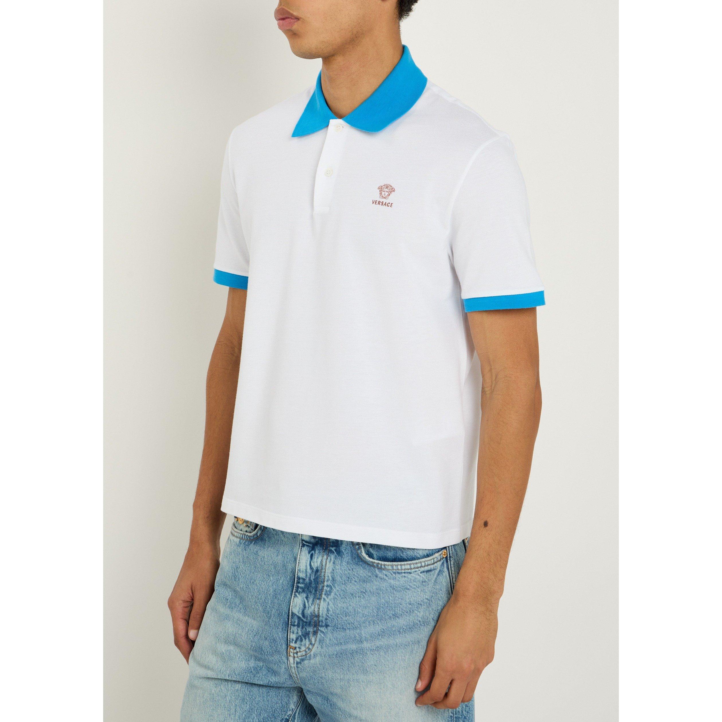 WHITE AND BLUE - Versace - VER MEDUSA PIQUE POLO - 2