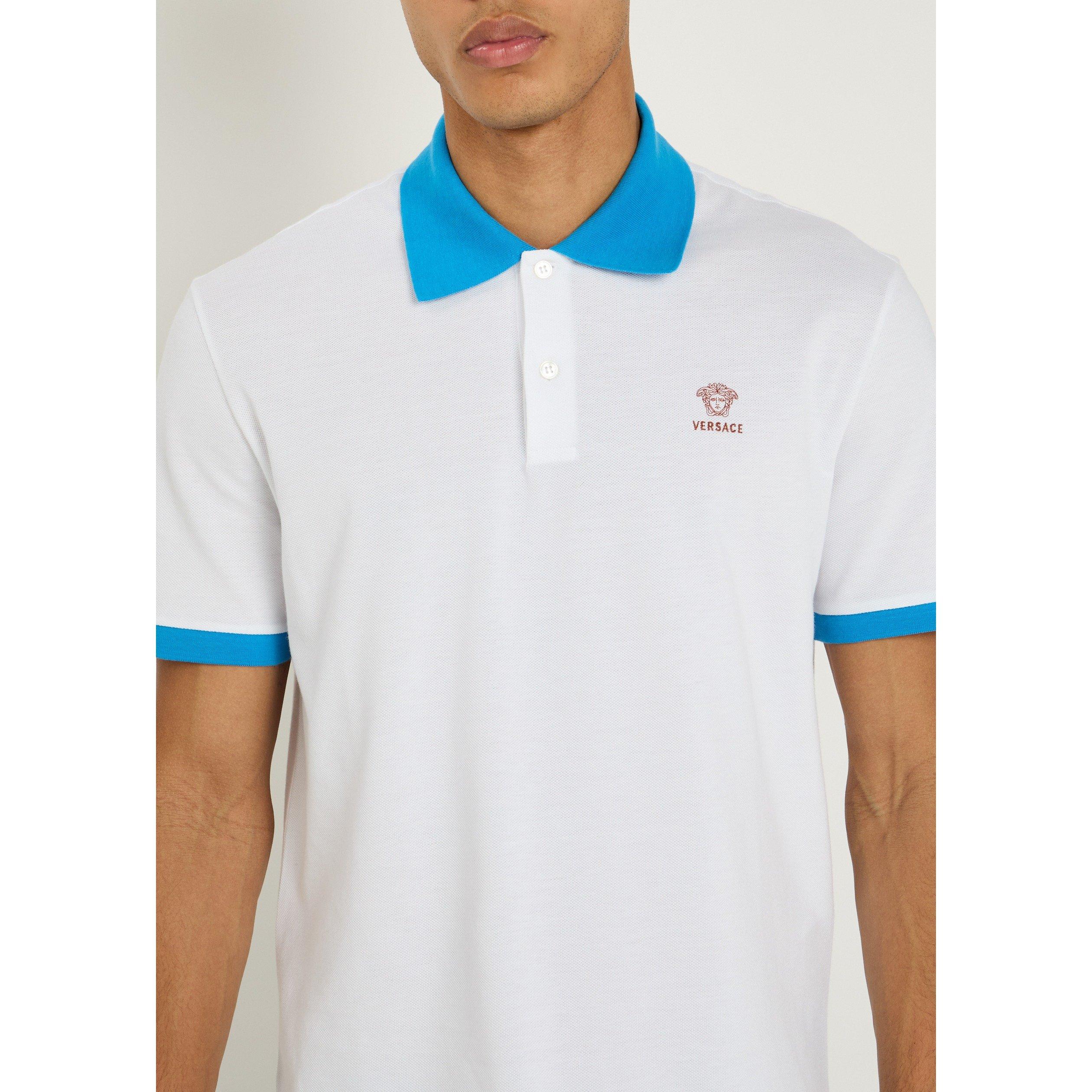 WHITE AND BLUE - Versace - VER MEDUSA PIQUE POLO - 4