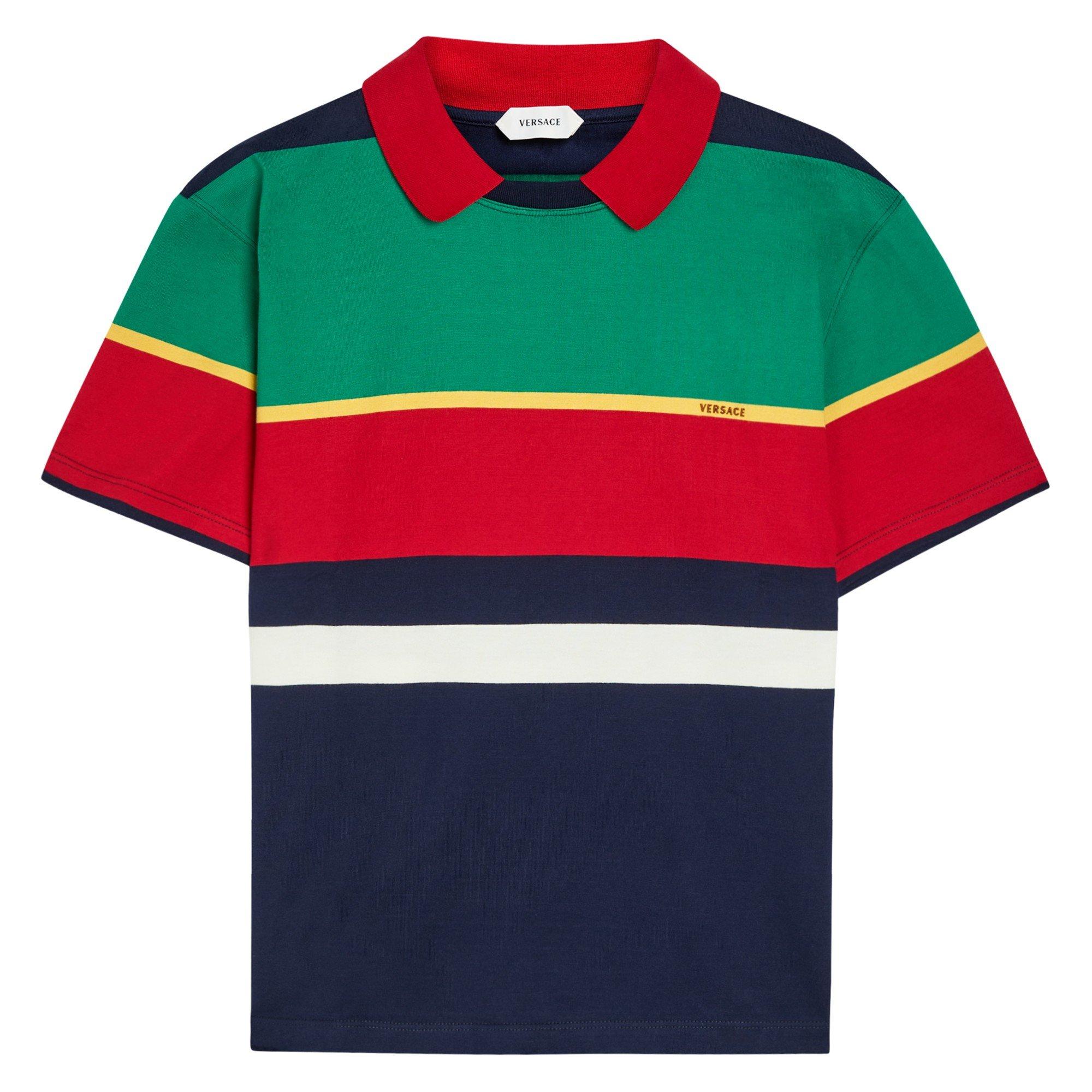 Versace VER STRIPED EMBROIDERED POLO