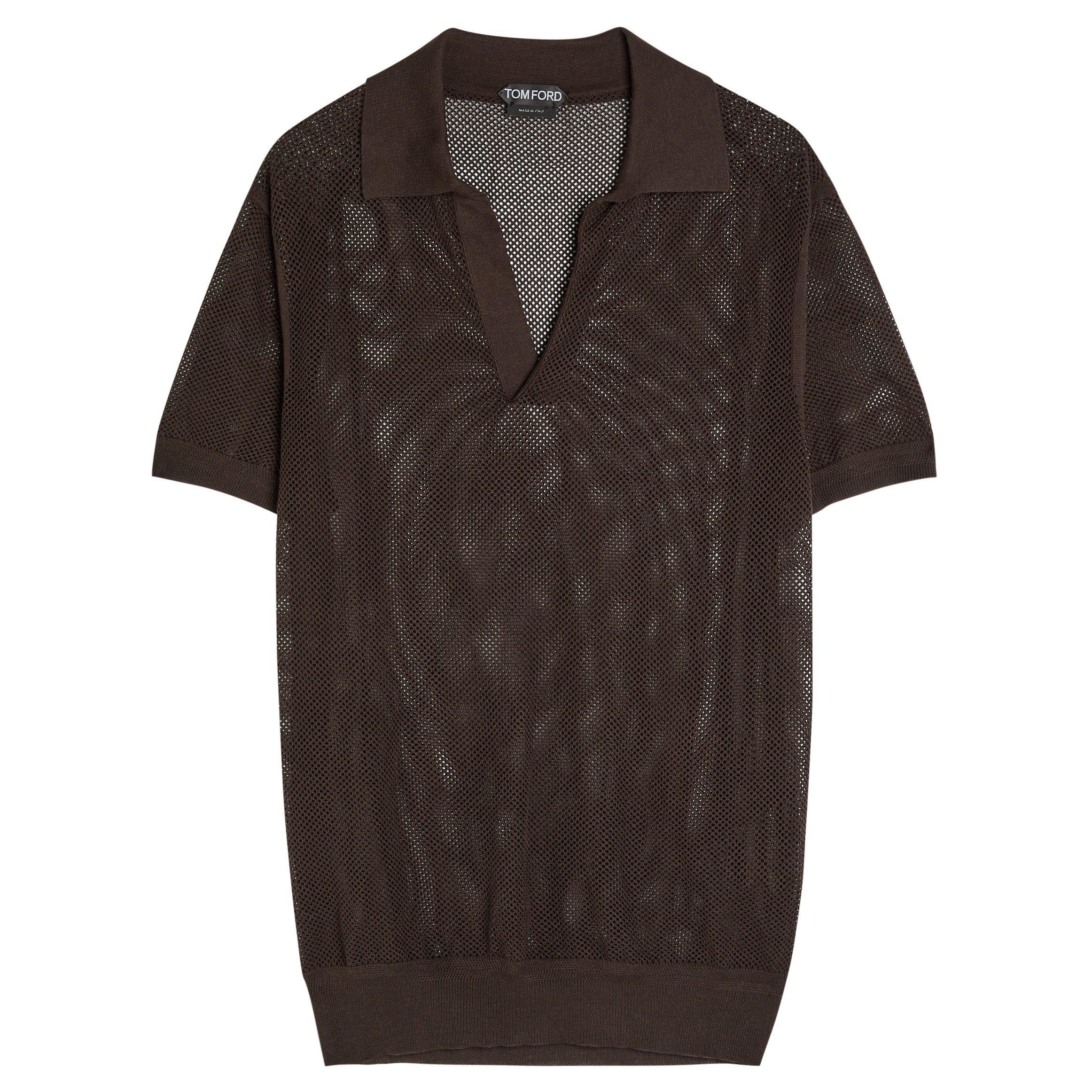 BROWN - Tom Ford - TOM FORD SS BUTTONLESS POLO - 1