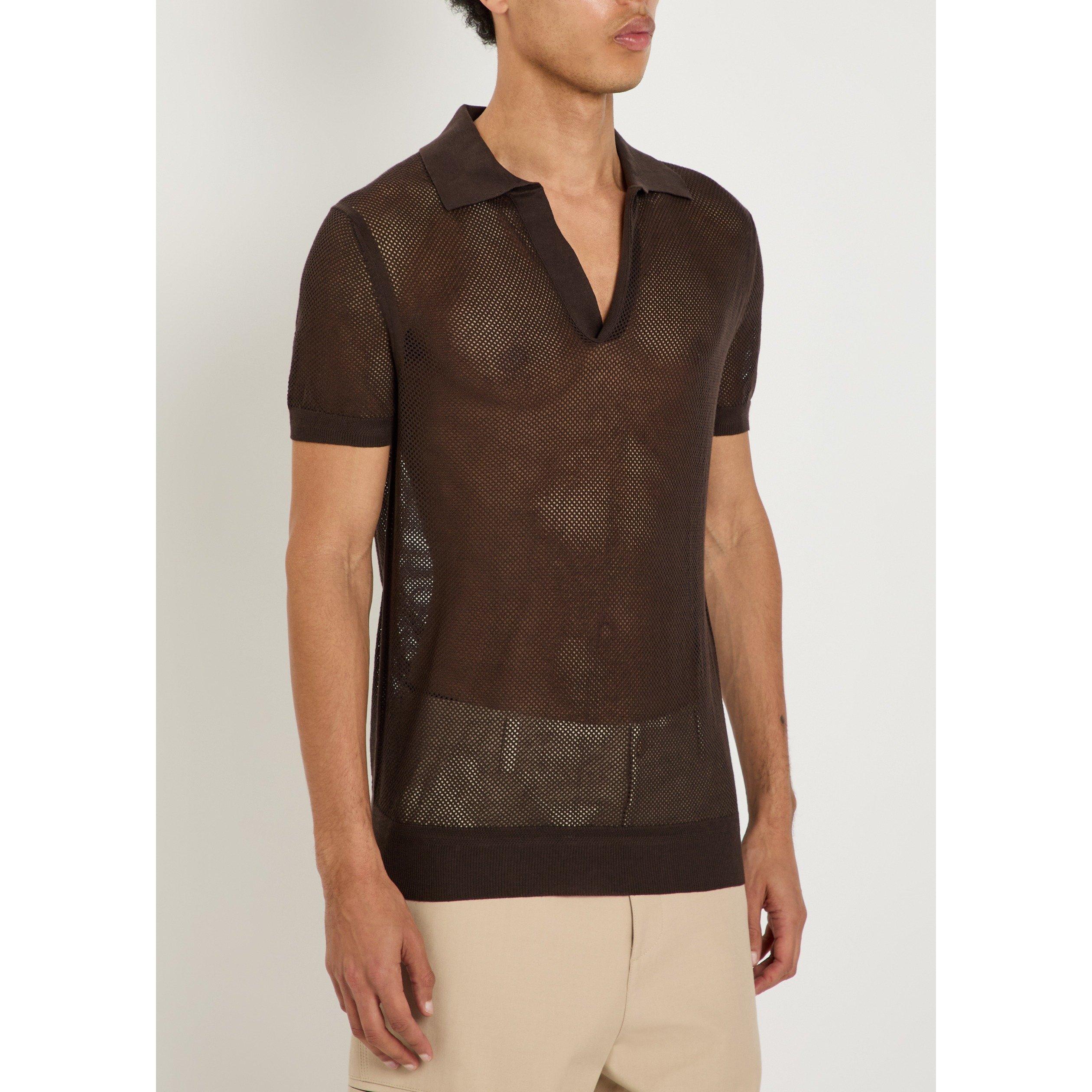 BROWN - Tom Ford - TOM FORD SS BUTTONLESS POLO - 2