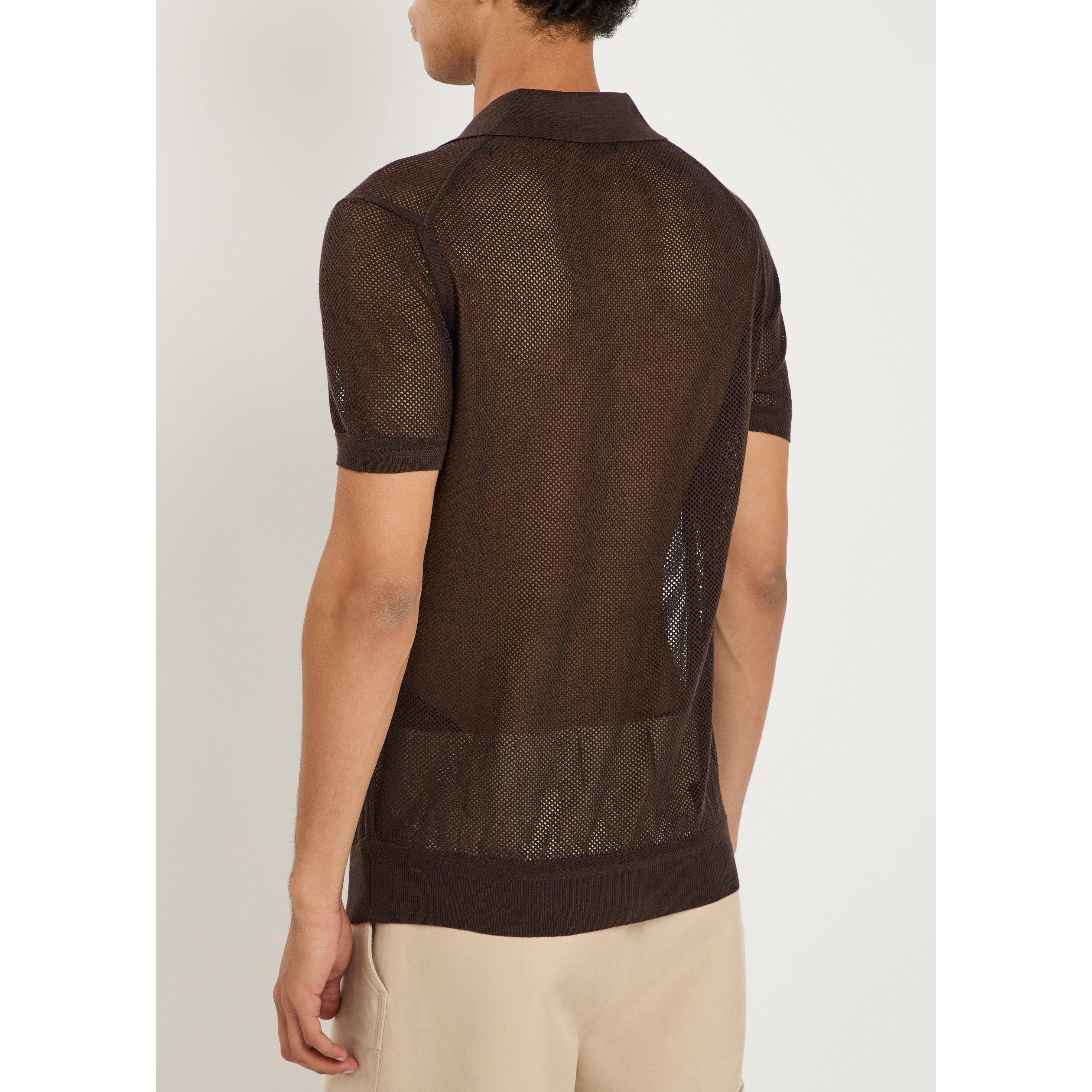 BROWN - Tom Ford - TOM FORD SS BUTTONLESS POLO - 3