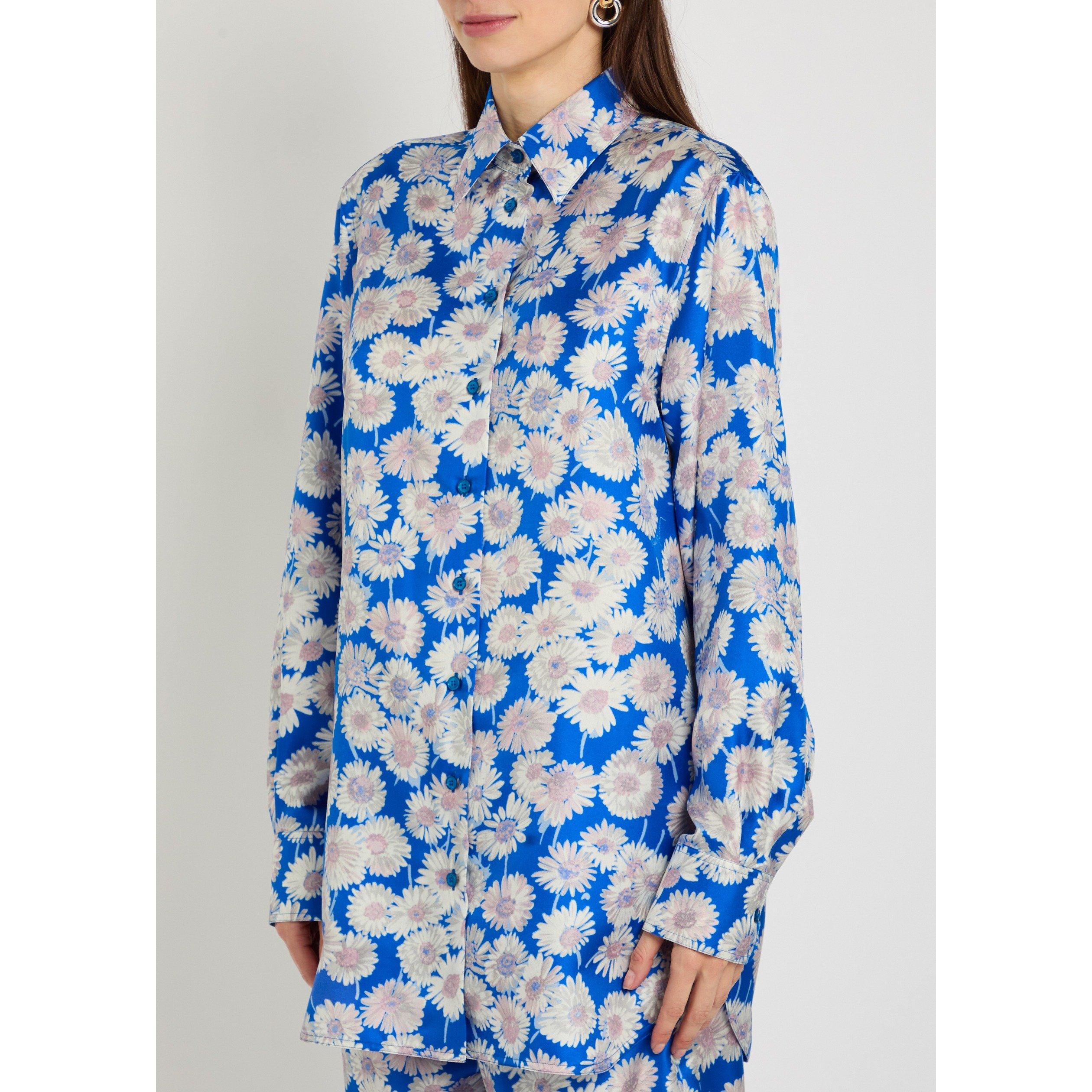 BLUE AND OTHER - Stella McCartney - Women's Daisy Print Silk Pyjama Long-Sleeve Blouse - 2