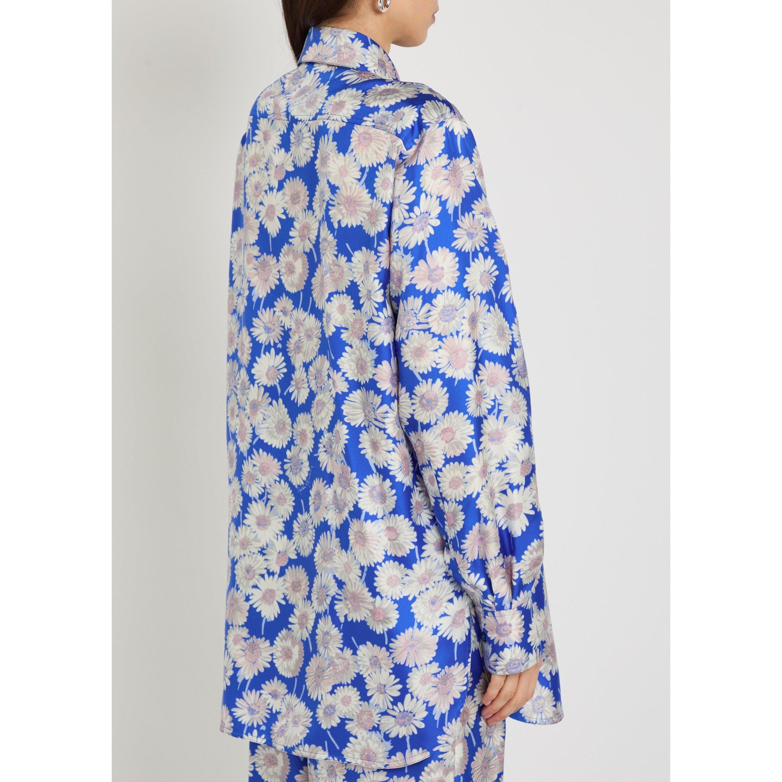 BLUE AND OTHER - Stella McCartney - Women's Daisy Print Silk Pyjama Long-Sleeve Blouse - 3