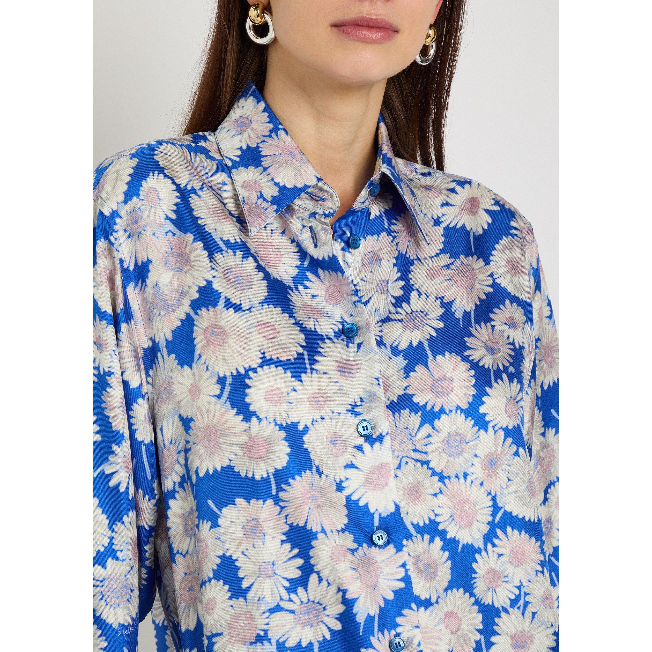 BLUE AND OTHER - Stella McCartney - Women's Daisy Print Silk Pyjama Long-Sleeve Blouse - 4