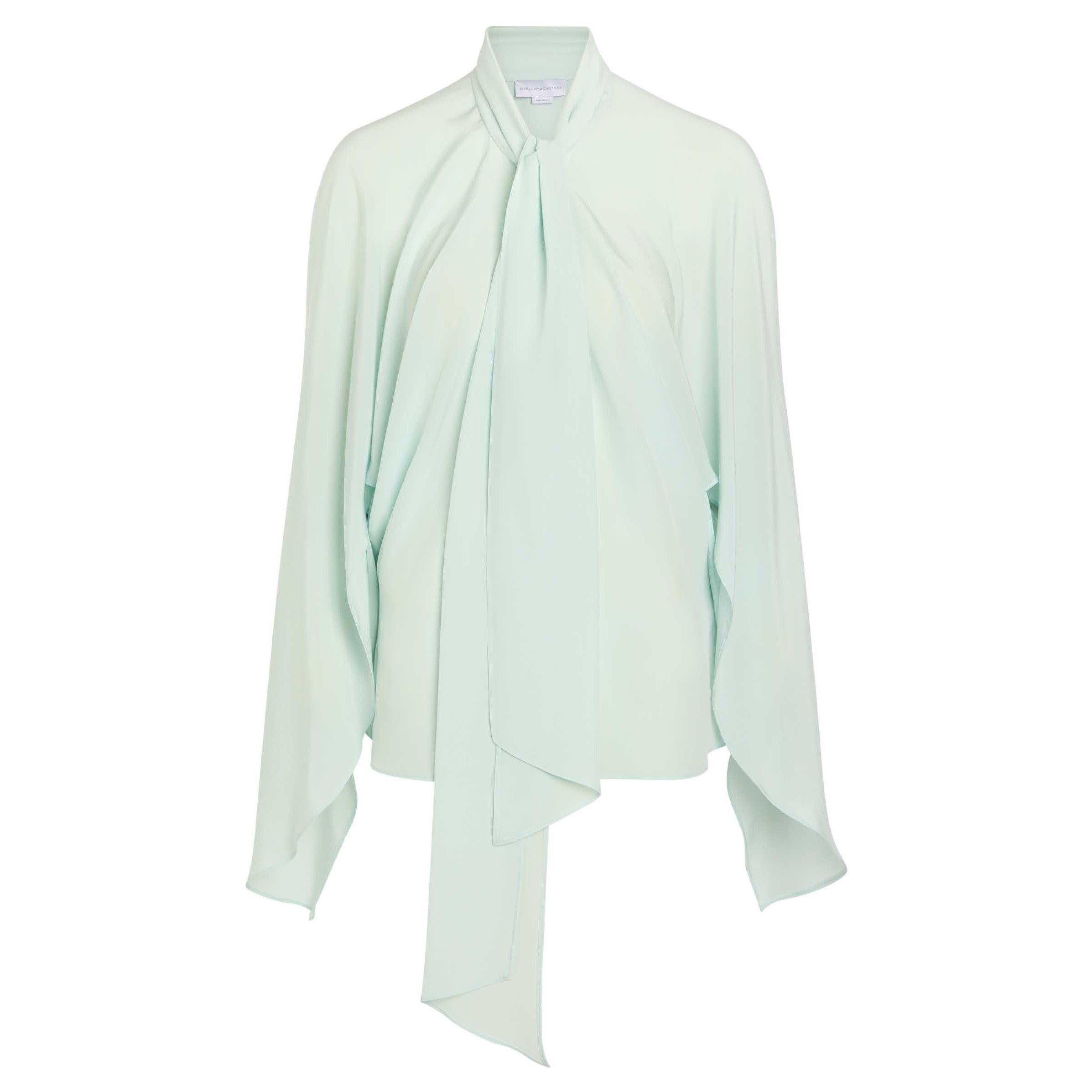 Stella McCartney Women's Tie-Neck Silk Long-Sleeve Oversized-Fit Blouse