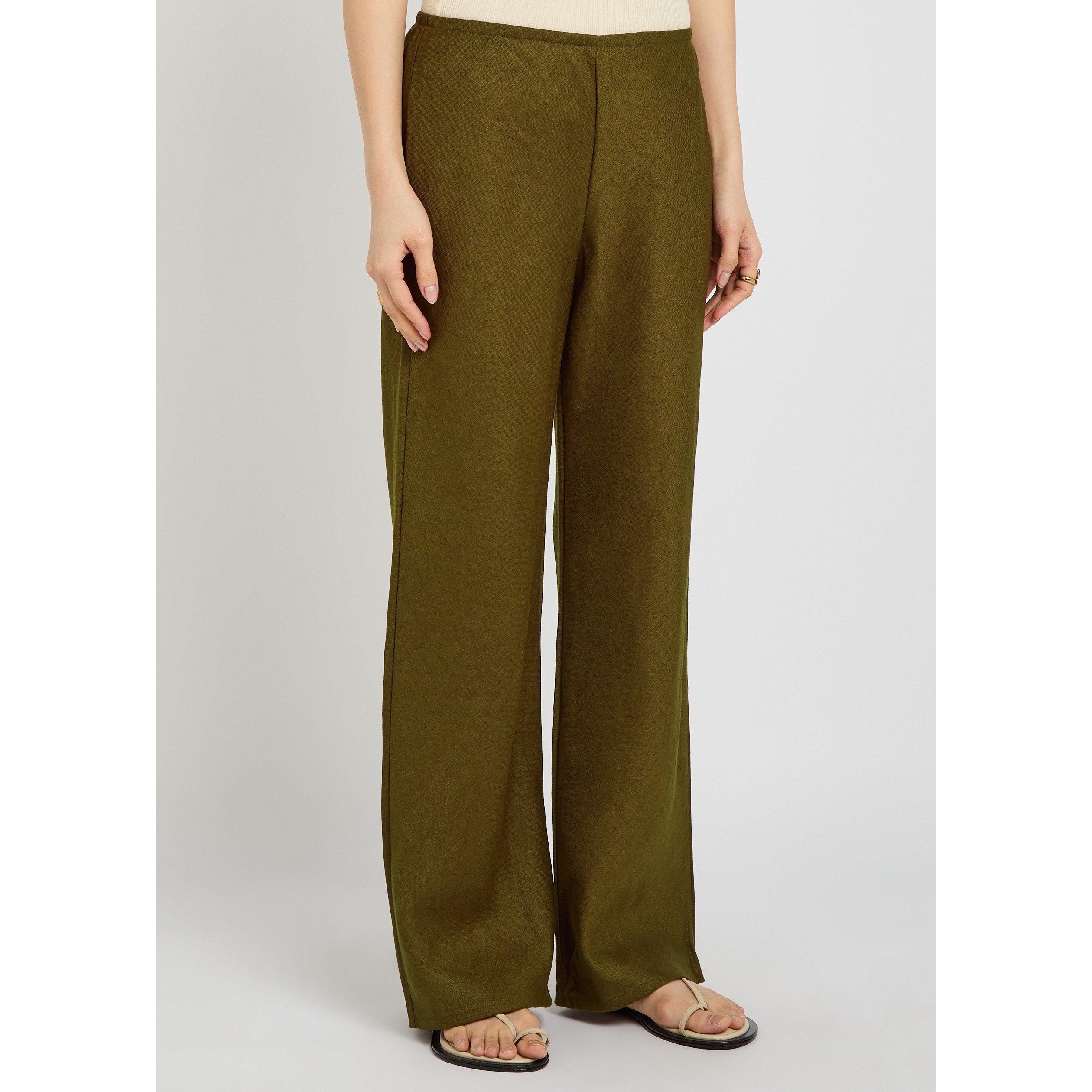 KHAKI - Reformation - TR Gale Linen Mid Rise Pant - 2