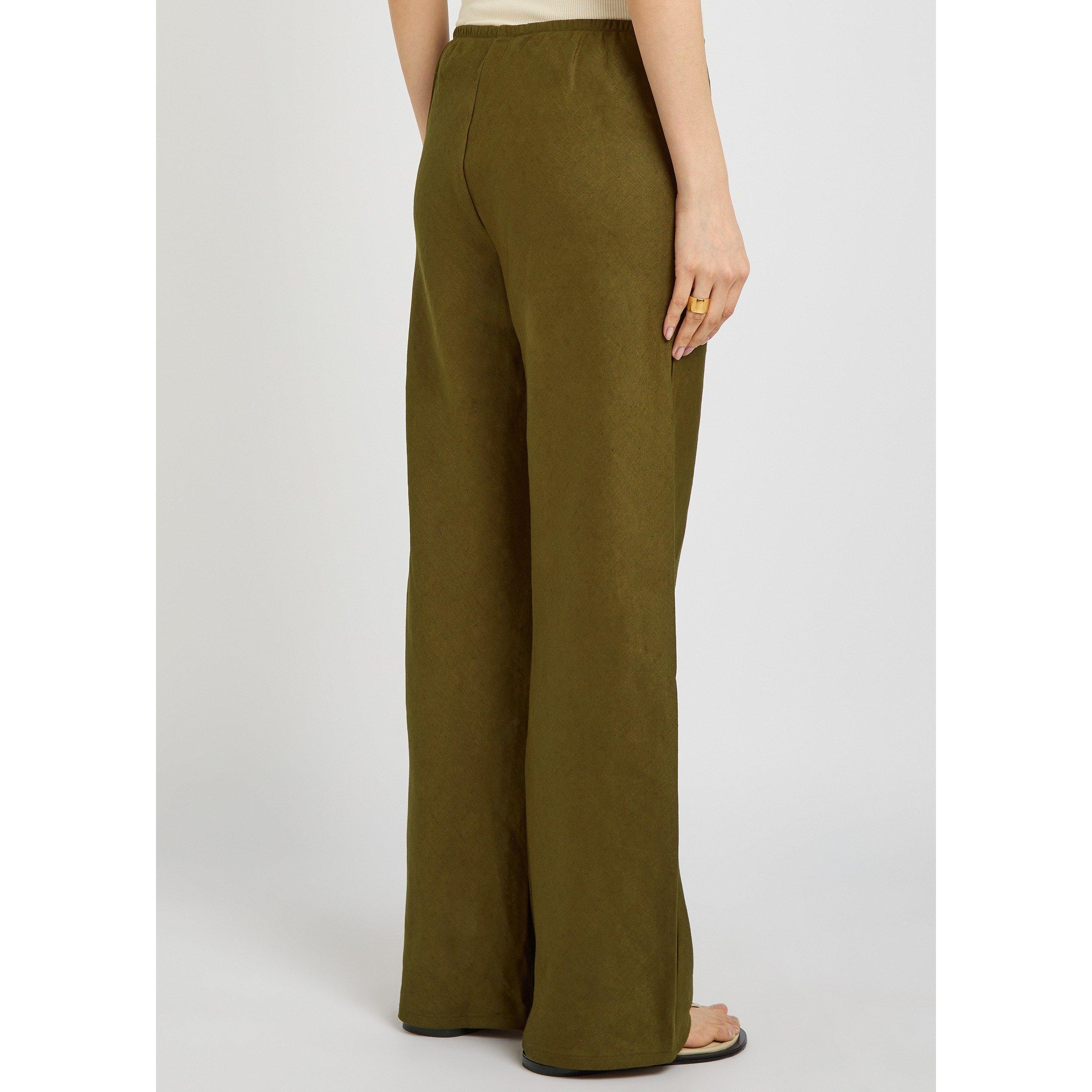 KHAKI - Reformation - TR Gale Linen Mid Rise Pant - 3